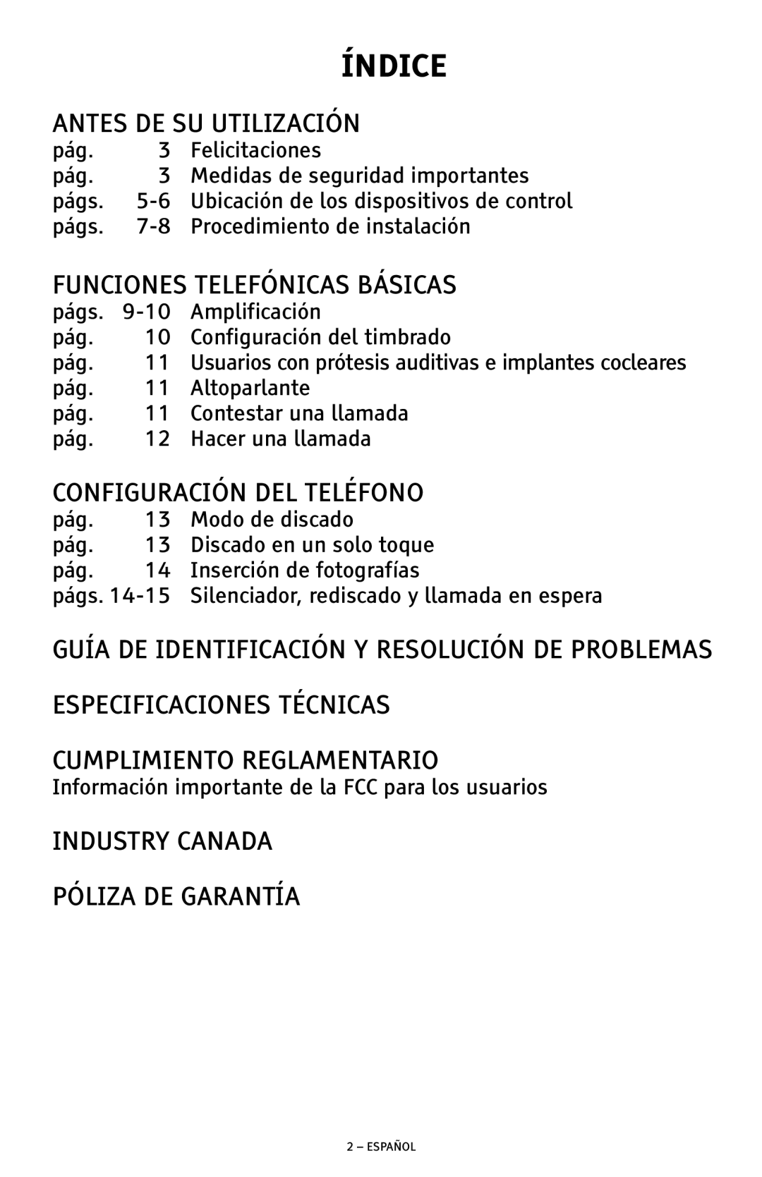 ClearSounds CSC500 manual Índice, Antes DE SU Utilización 