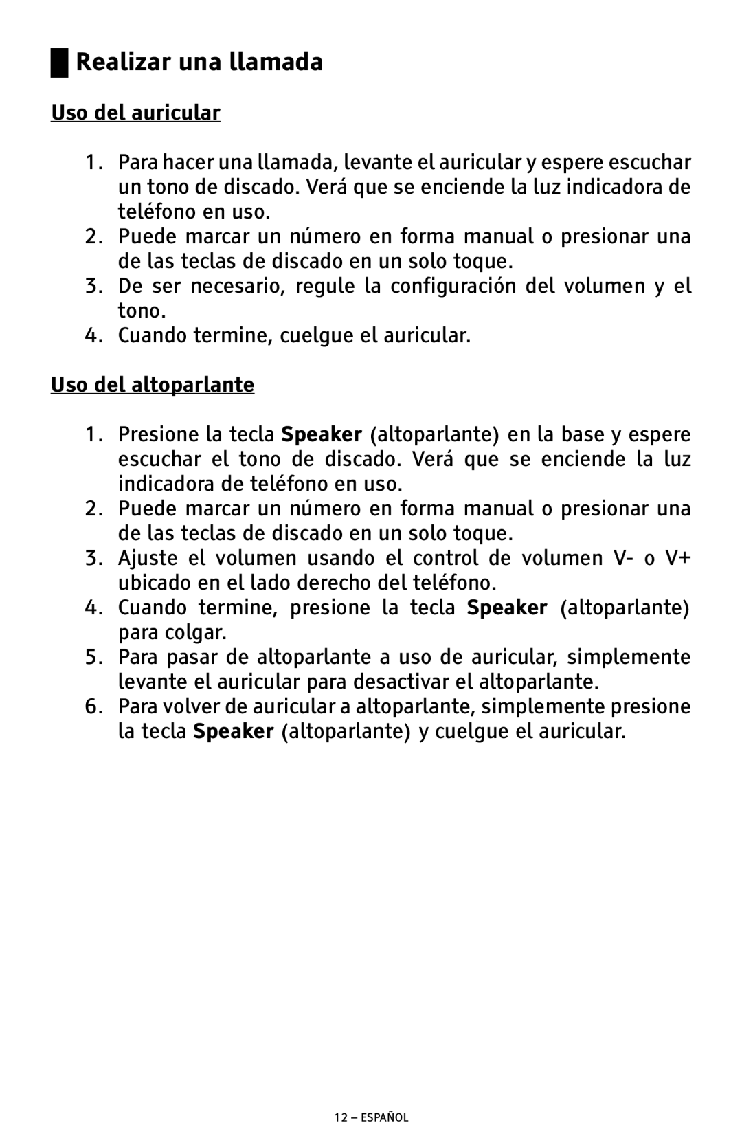 ClearSounds CSC500 manual Realizar una llamada 