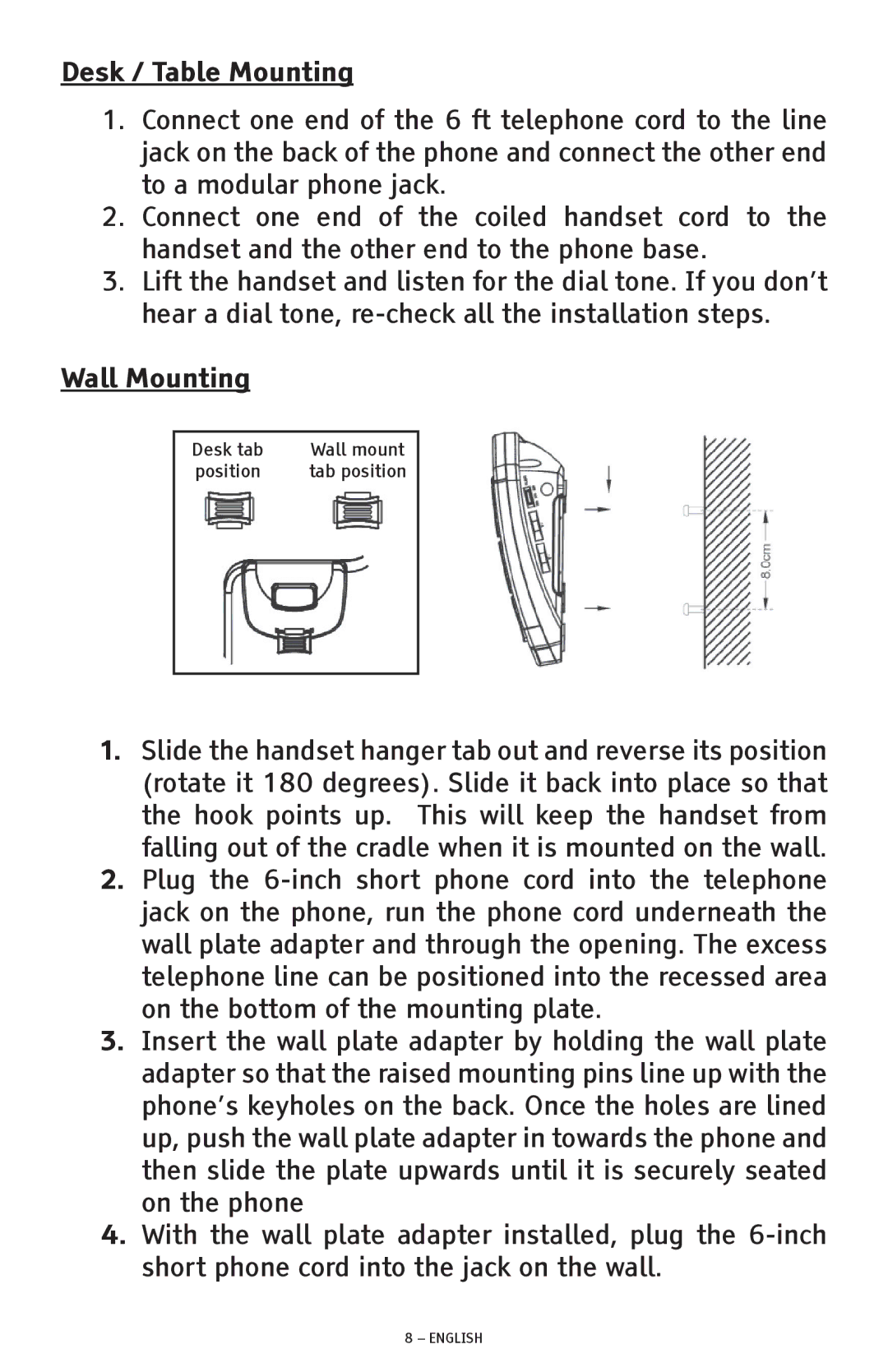 ClearSounds CSC500 manual Desk / Table Mounting, Wall Mounting 