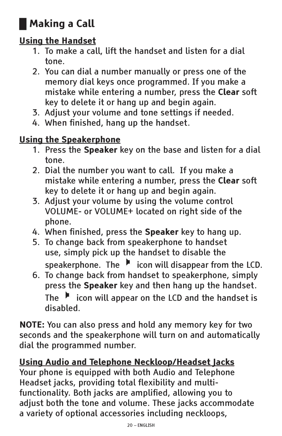 ClearSounds CSC600D manual Making a Call 