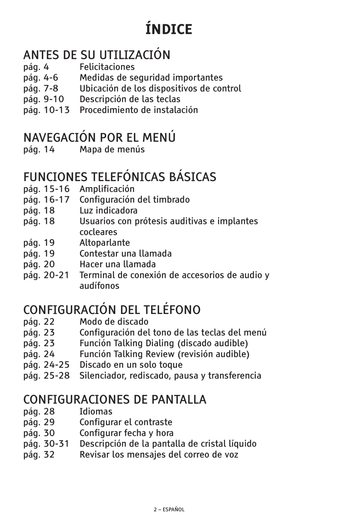 ClearSounds CSC600D manual Índice, Antes DE SU Utilización 