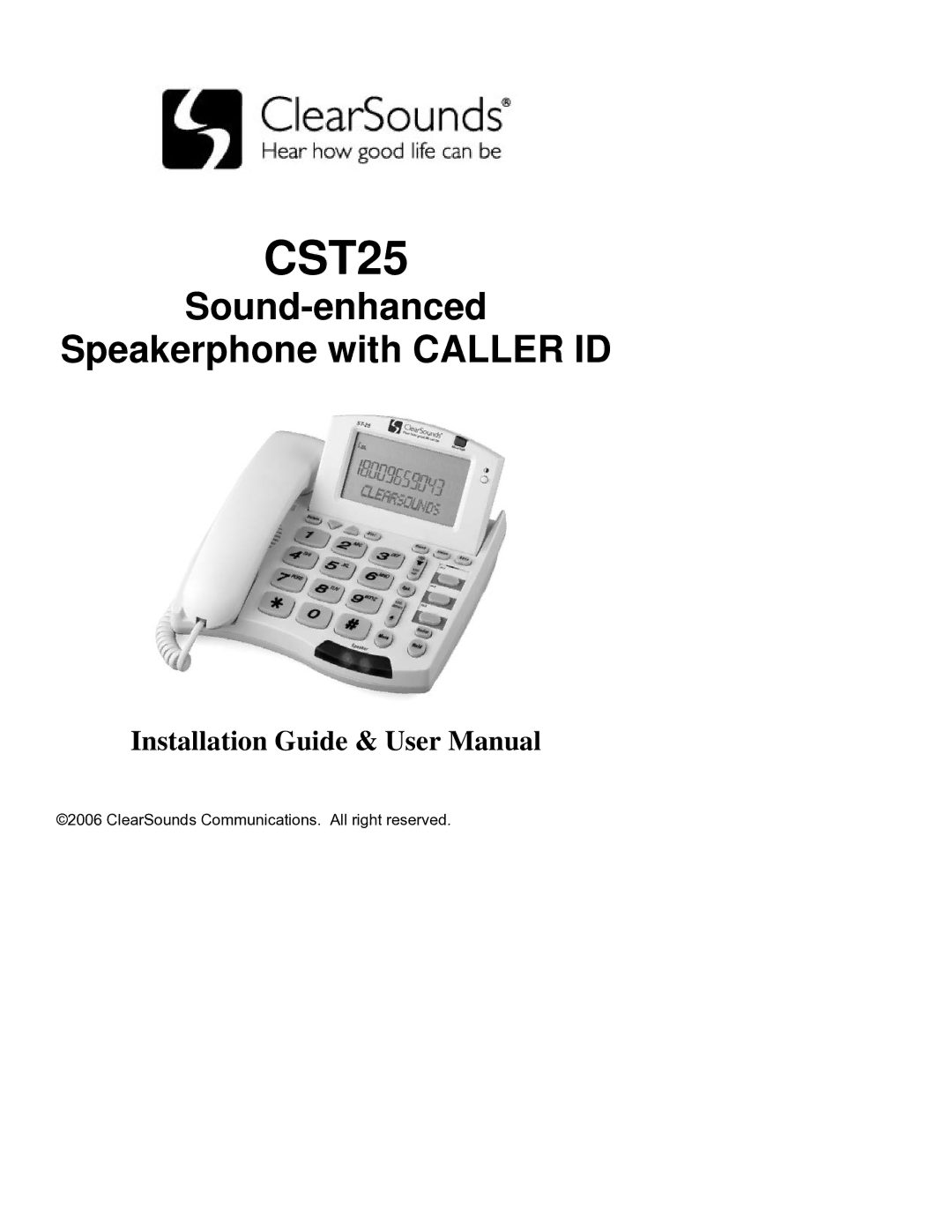 ClearSounds CST25 user manual 