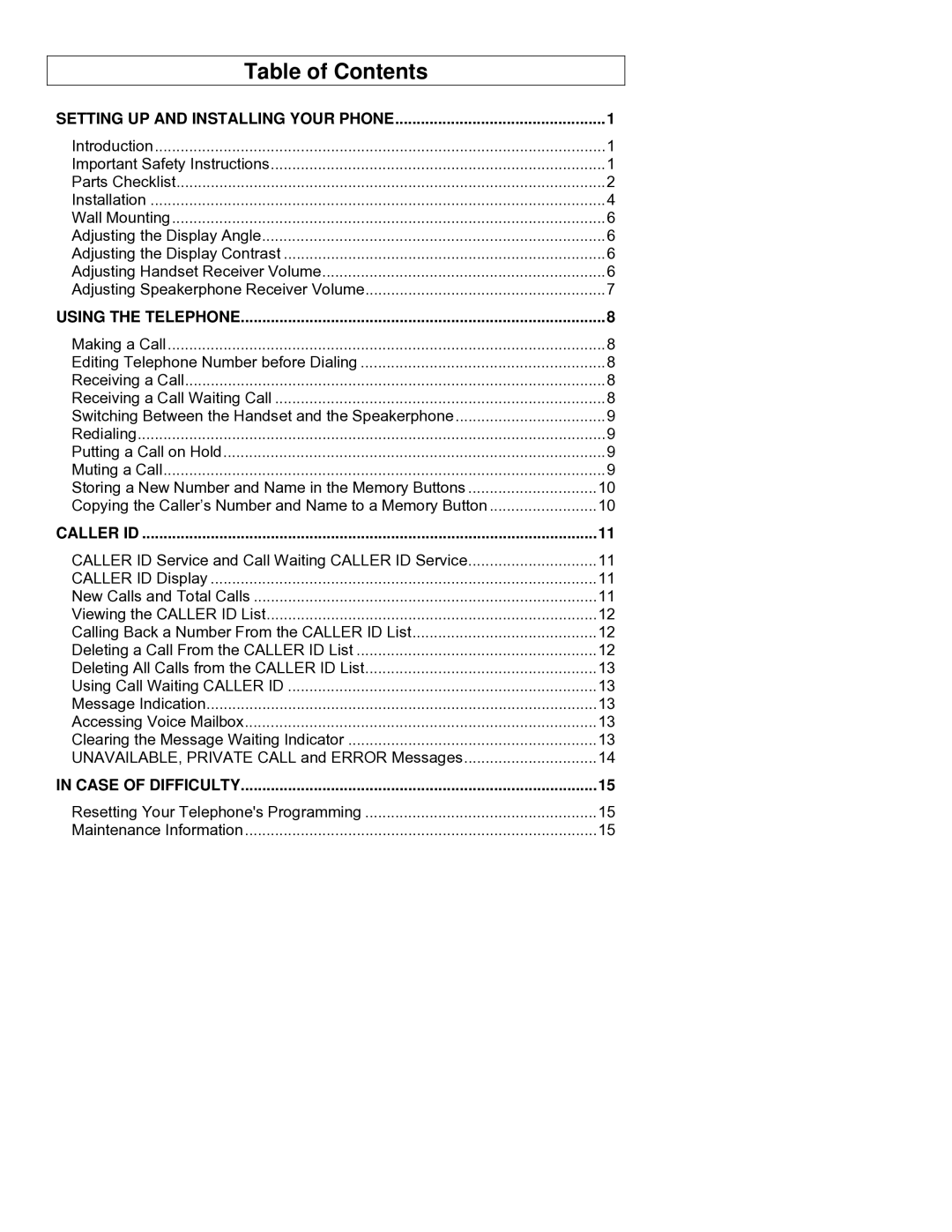 ClearSounds CST25 user manual Table of Contents 