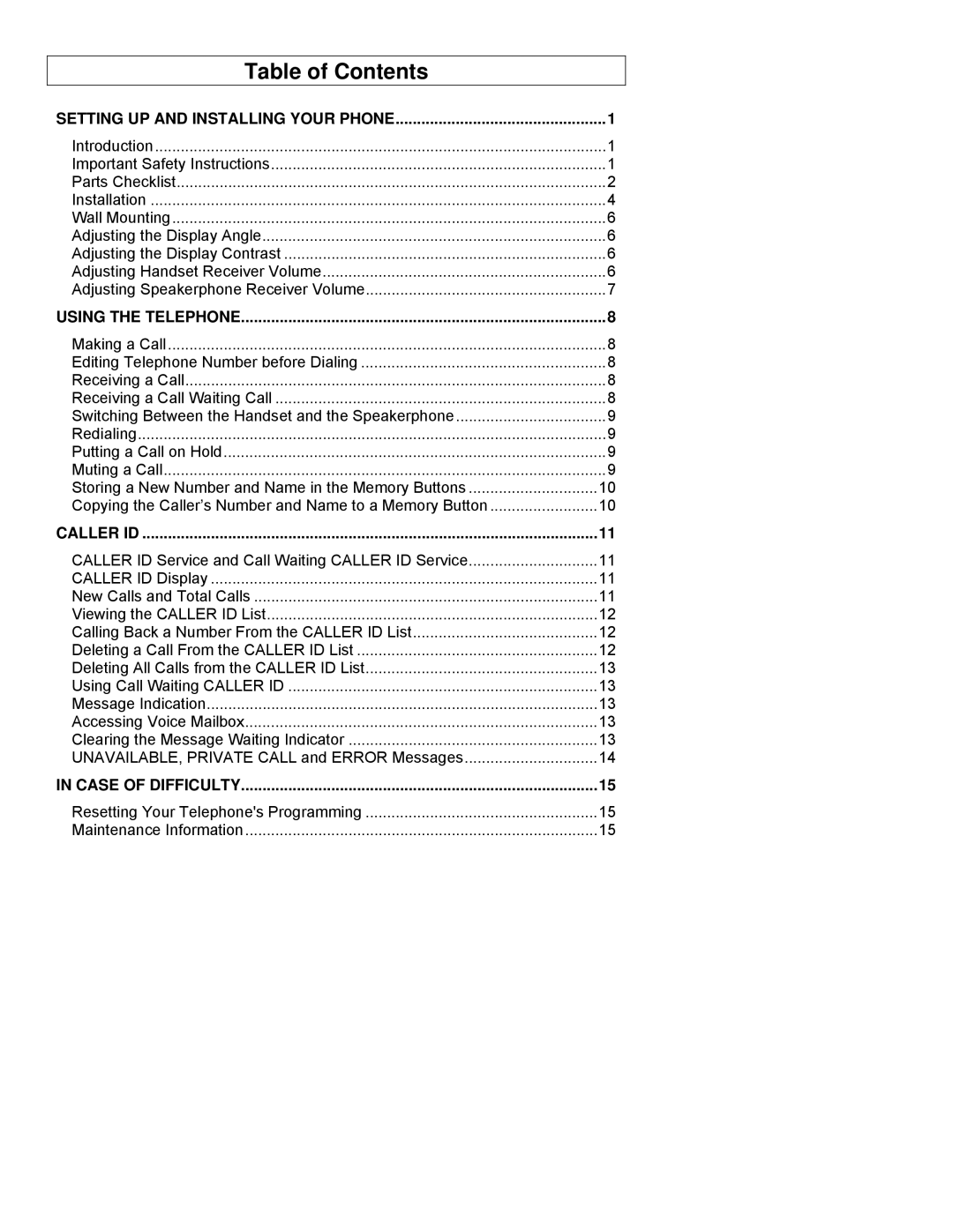 ClearSounds CST25 user manual Table of Contents 