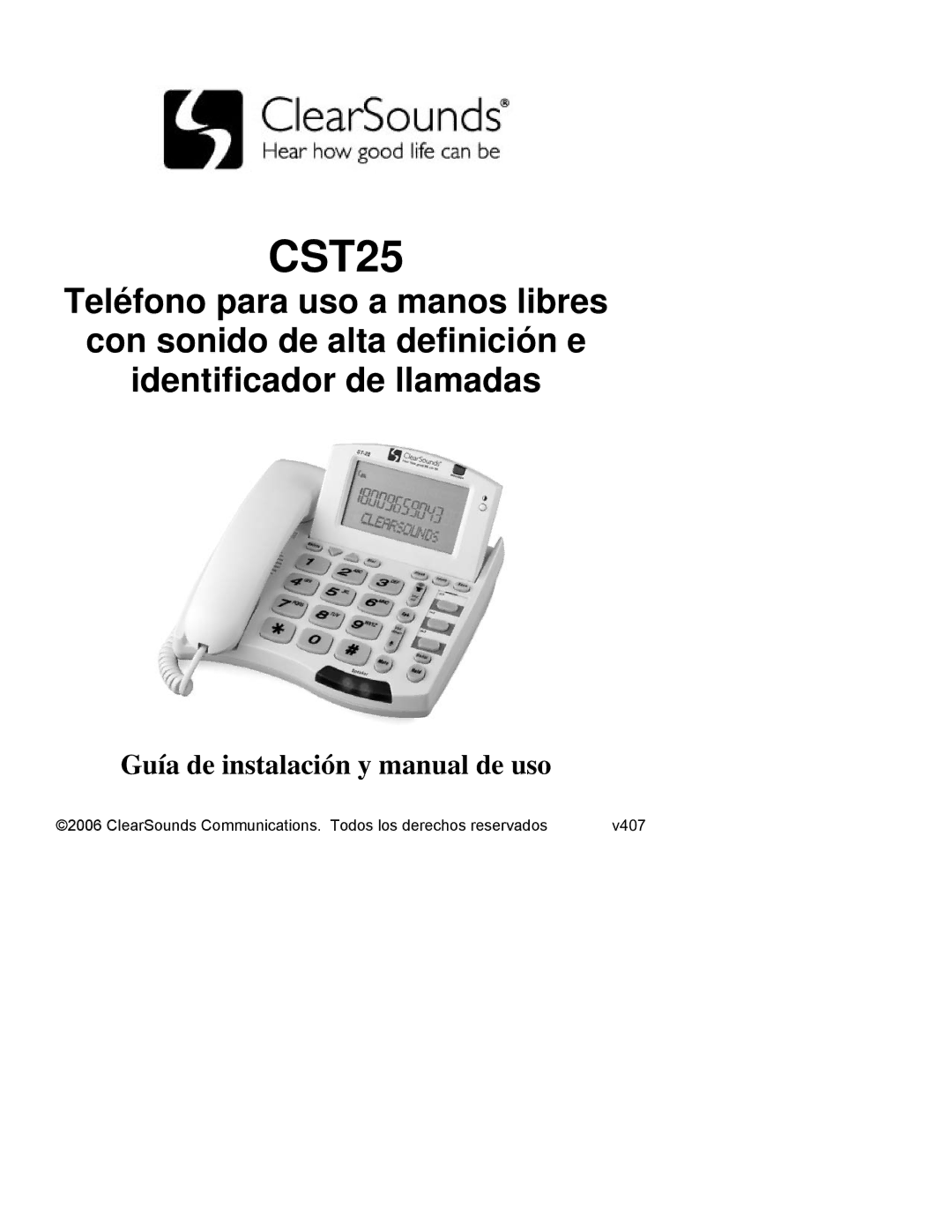 ClearSounds CST25 user manual 