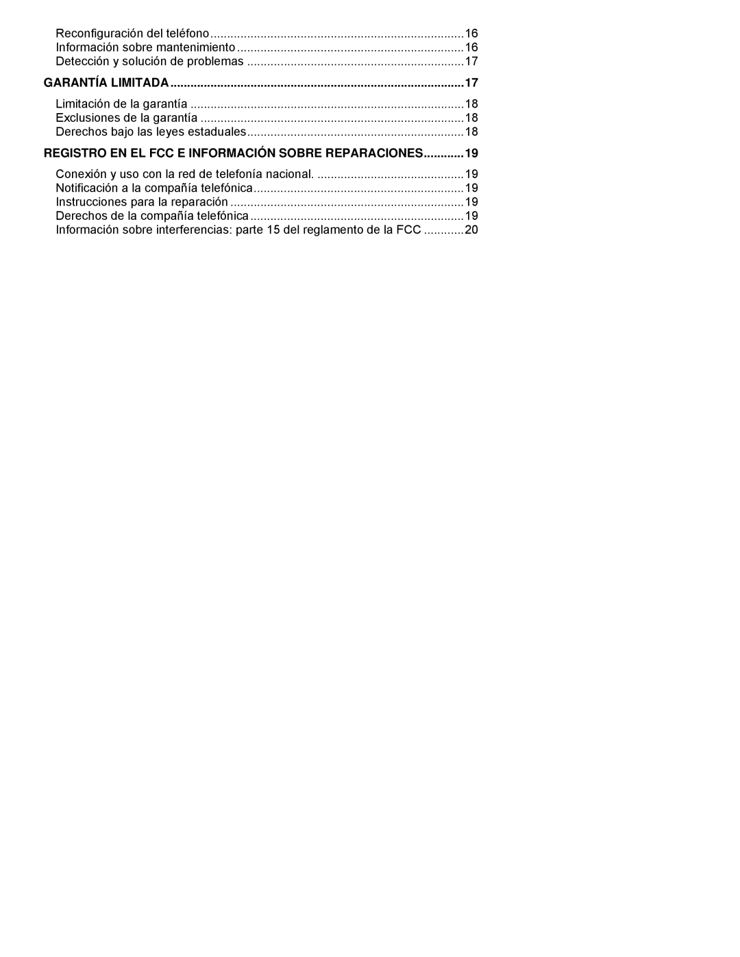 ClearSounds CST25 user manual Registro EN EL FCC E Información Sobre Reparaciones, Garantía Limitada 