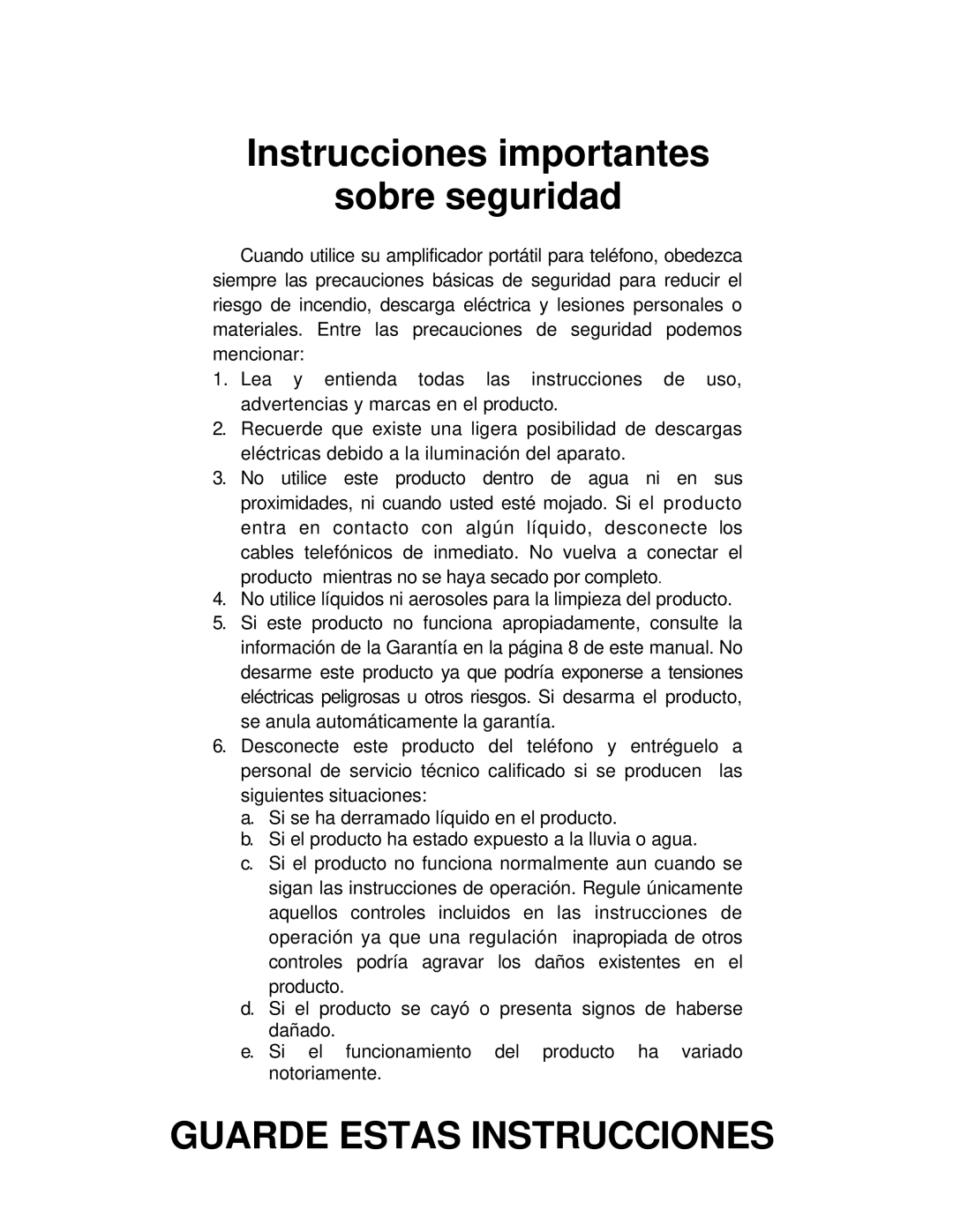 ClearSounds IL40 manual Instrucciones importantes Sobre seguridad, Guarde Estas Instrucciones 