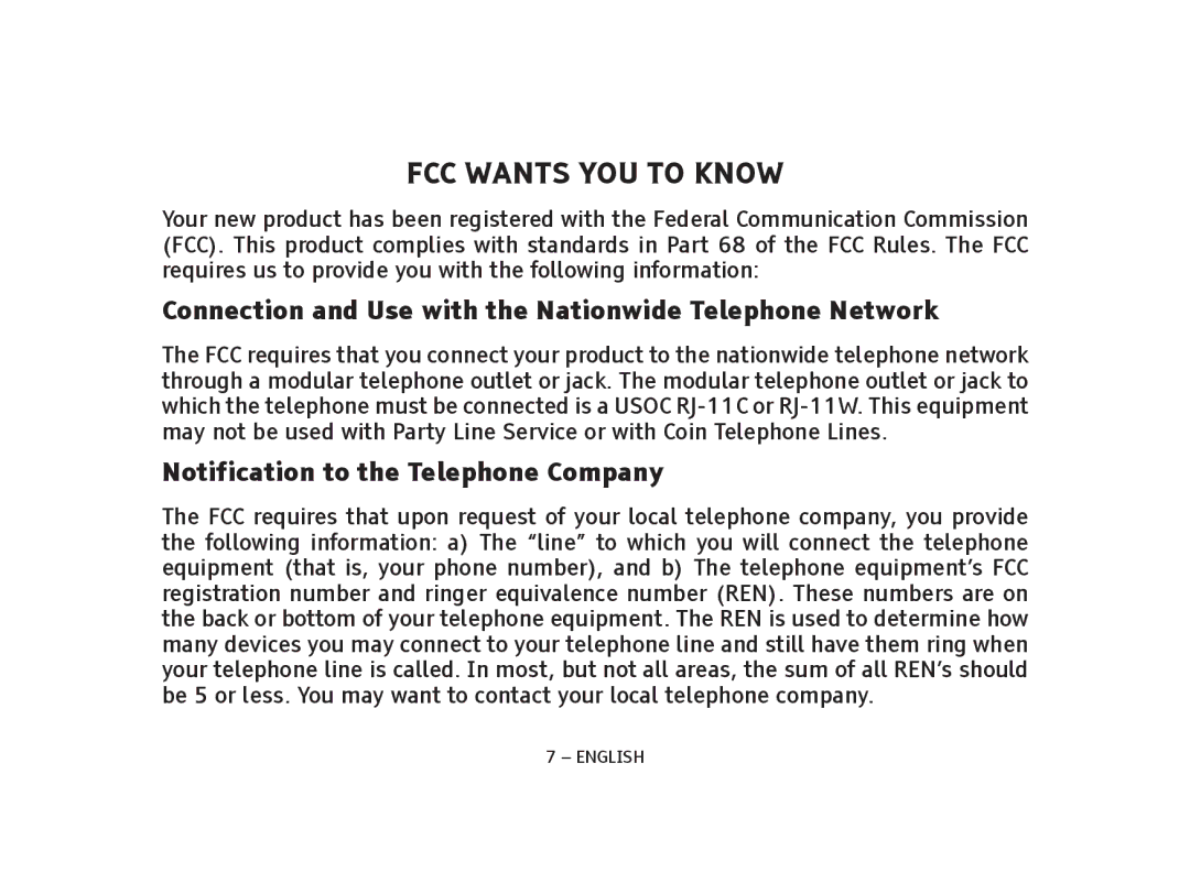 ClearSounds V508, IL95 manual FCC Wants YOU to Know, Connection and Use with the Nationwide Telephone Network 