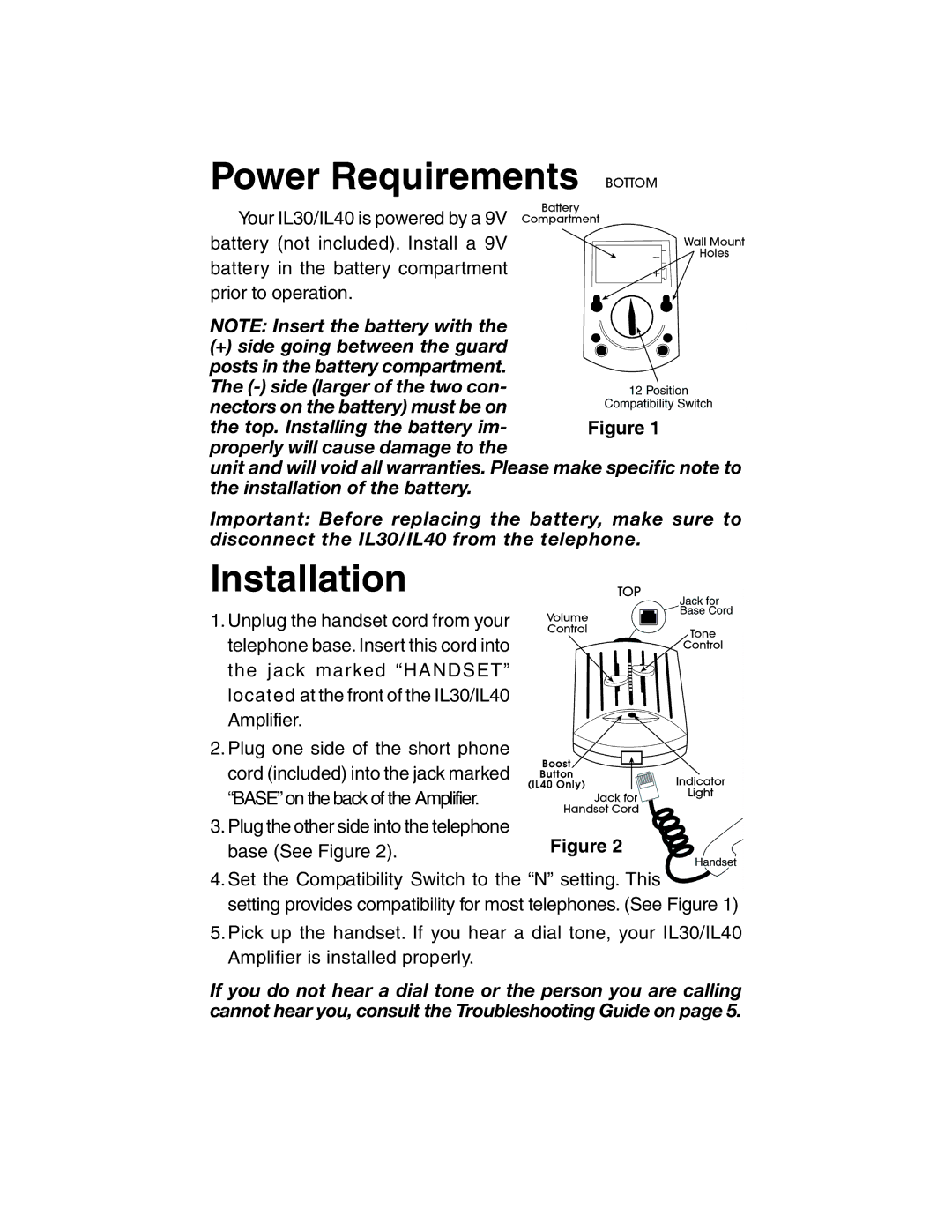 ClearSounds Portable Telephone Amplifier manual Installation 