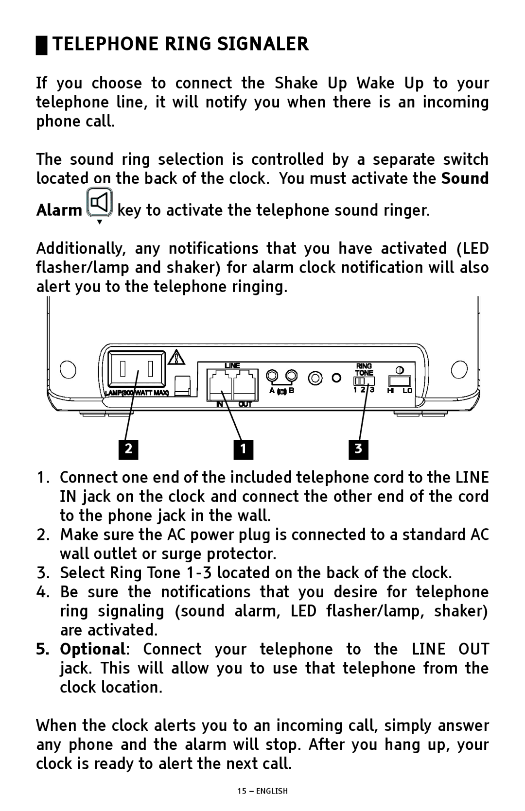 ClearSounds SW200 manual Telephone Ring Signaler 