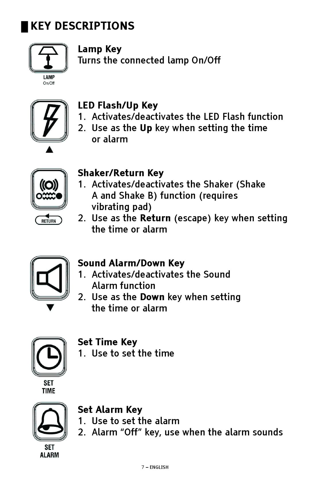 ClearSounds SW200 manual KEY Descriptions 