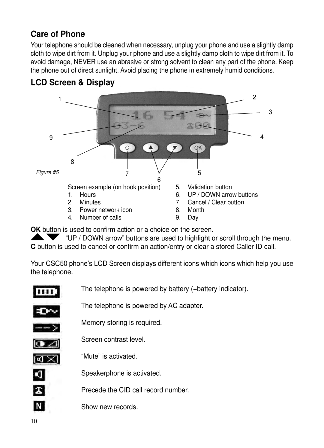 ClearSounds v407 user manual Care of Phone, LCD Screen & Display 