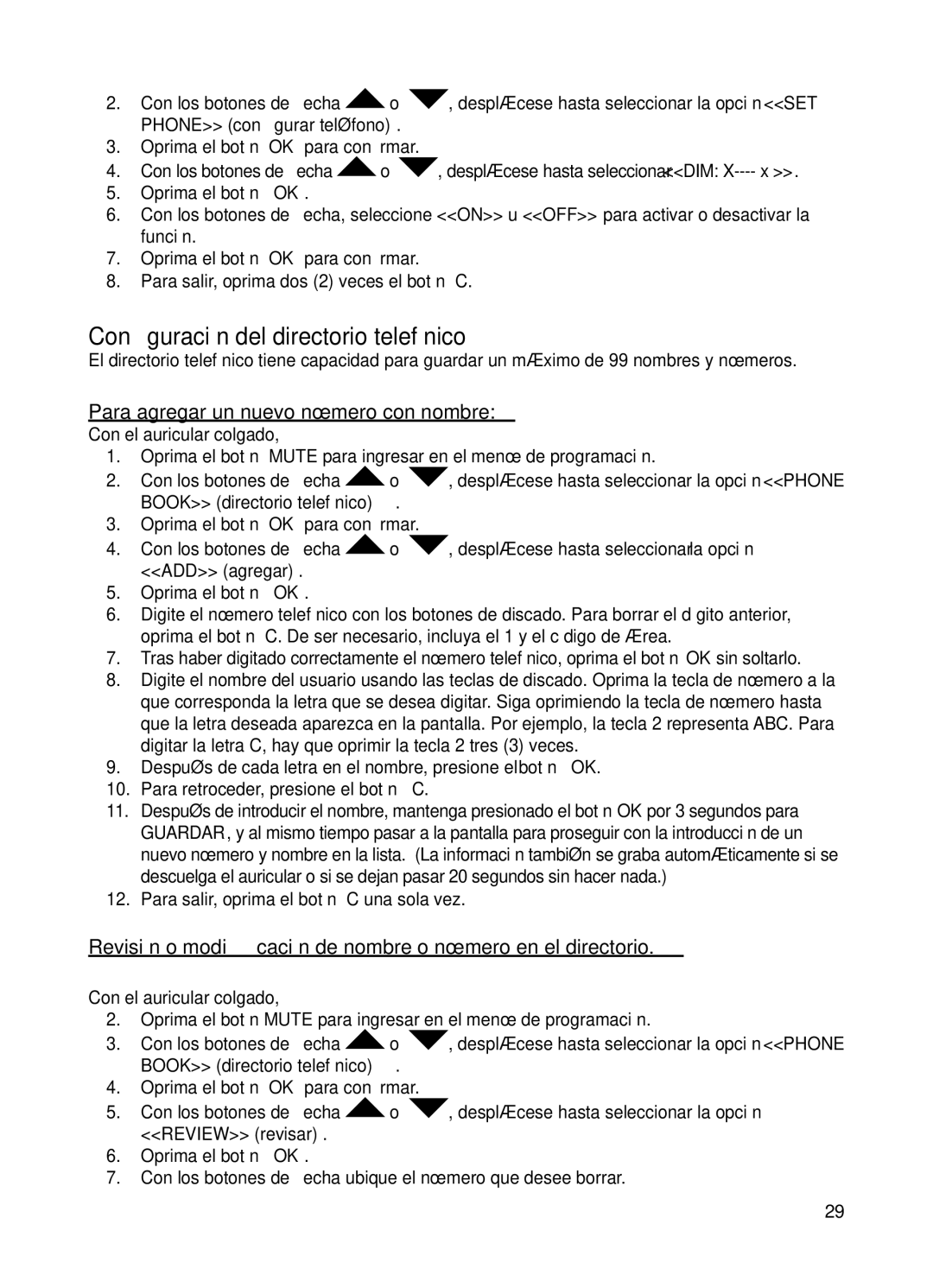 ClearSounds v407 user manual Conﬁguración del directorio telefónico, Para agregar un nuevo número con nombre 