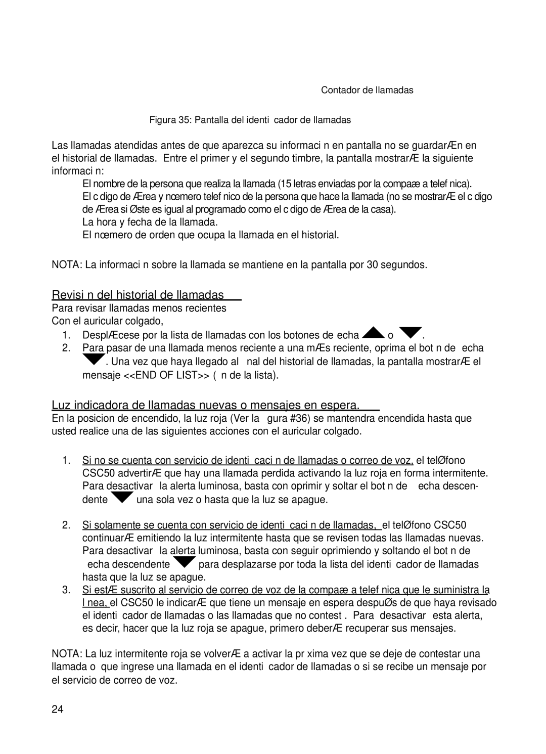 ClearSounds v407 user manual Revisión del historial de llamadas, Luz indicadora de llamadas nuevas o mensajes en espera 