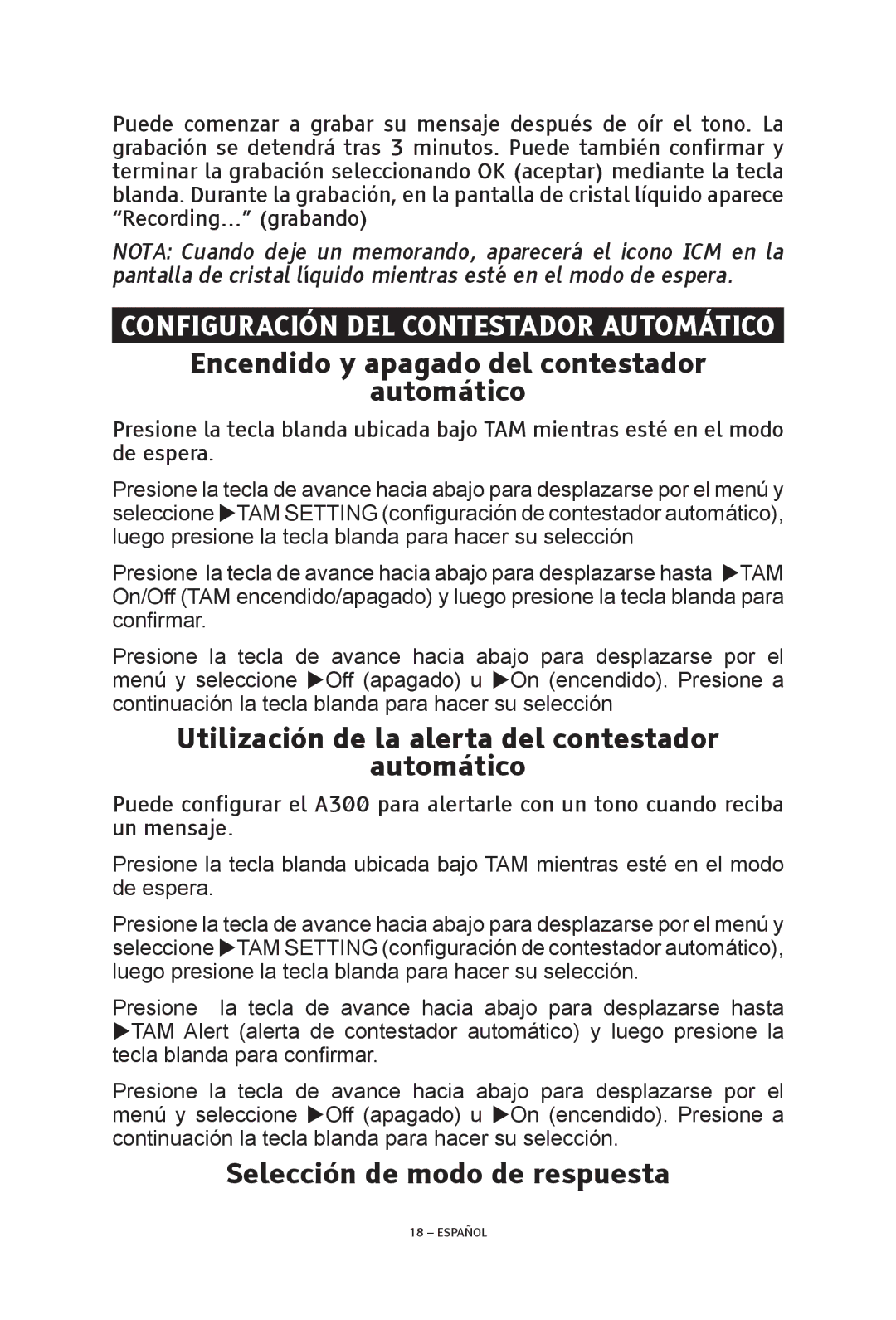 ClearSounds V508 manual Encendido y apagado del contestador Automático, Utilización de la alerta del contestador Automático 