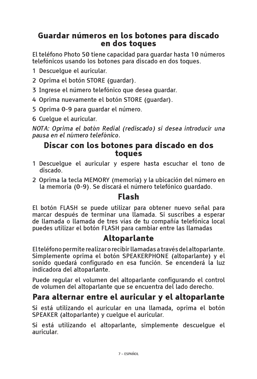 ClearSounds V608 manual Guardar números en los botones para discado En dos toques, Altoparlante 