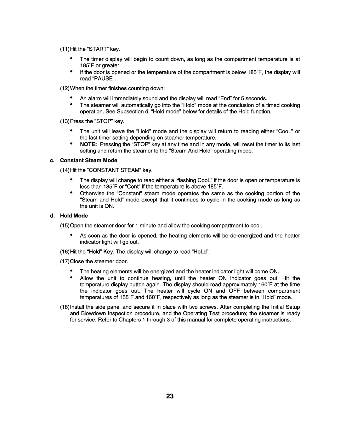 Cleveland Range 1SCEMCS, 1SCE-OPM manual 