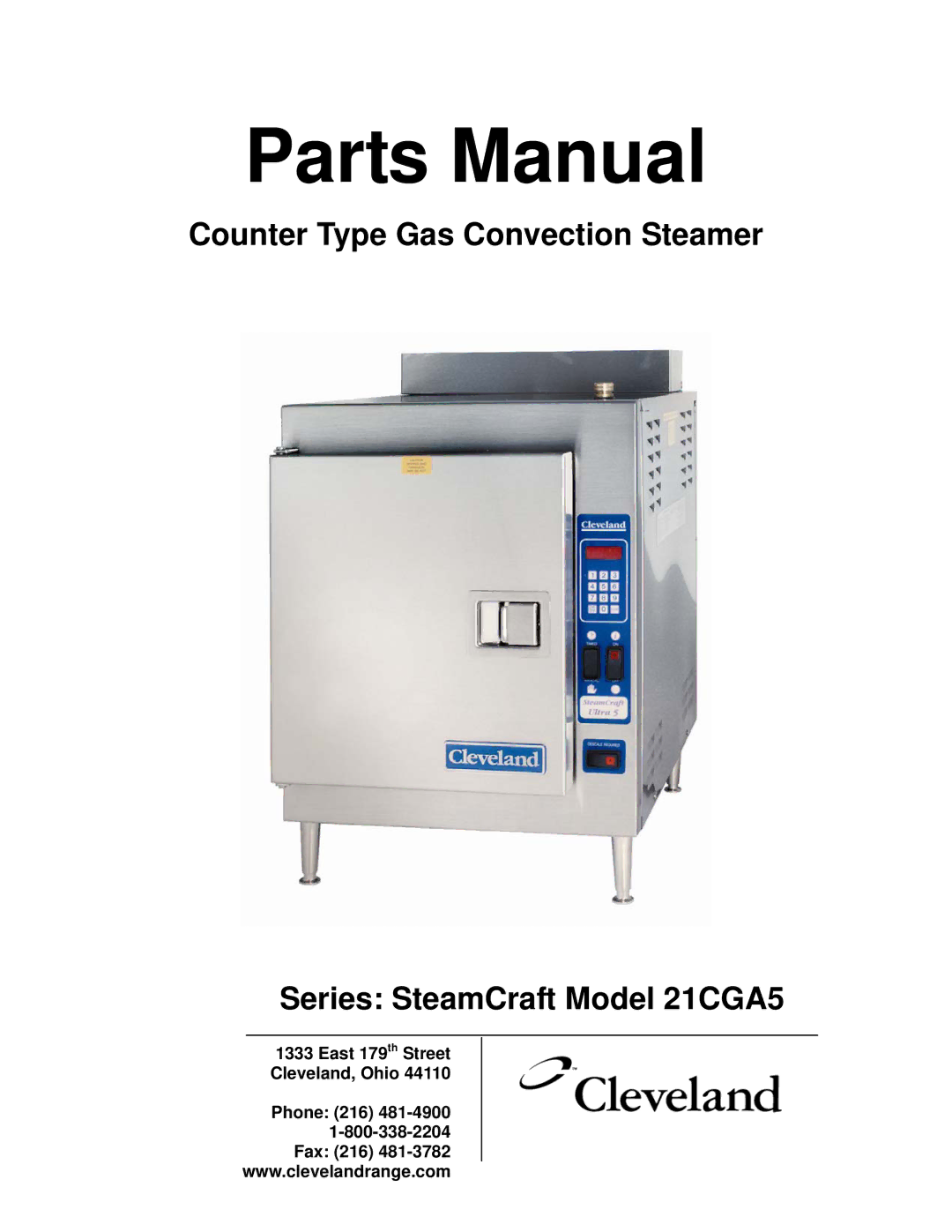 Cleveland Range 21-CGA-5 manual Parts Manual 