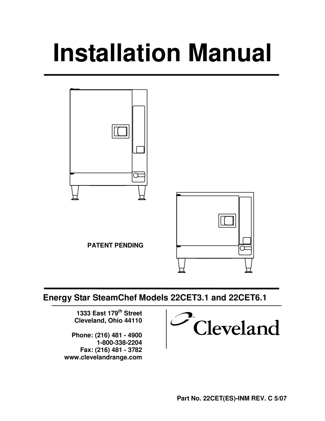 Cleveland Range 22CET6.1, 22CET3.1 installation manual Installation Manual 