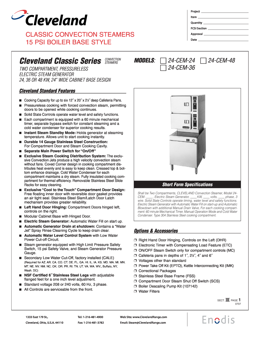 Cleveland Range 24-CEM-24, 24-CEM-36 specifications Cleveland Classic Series CONVECTION, Models, χ 24-CEM-48 