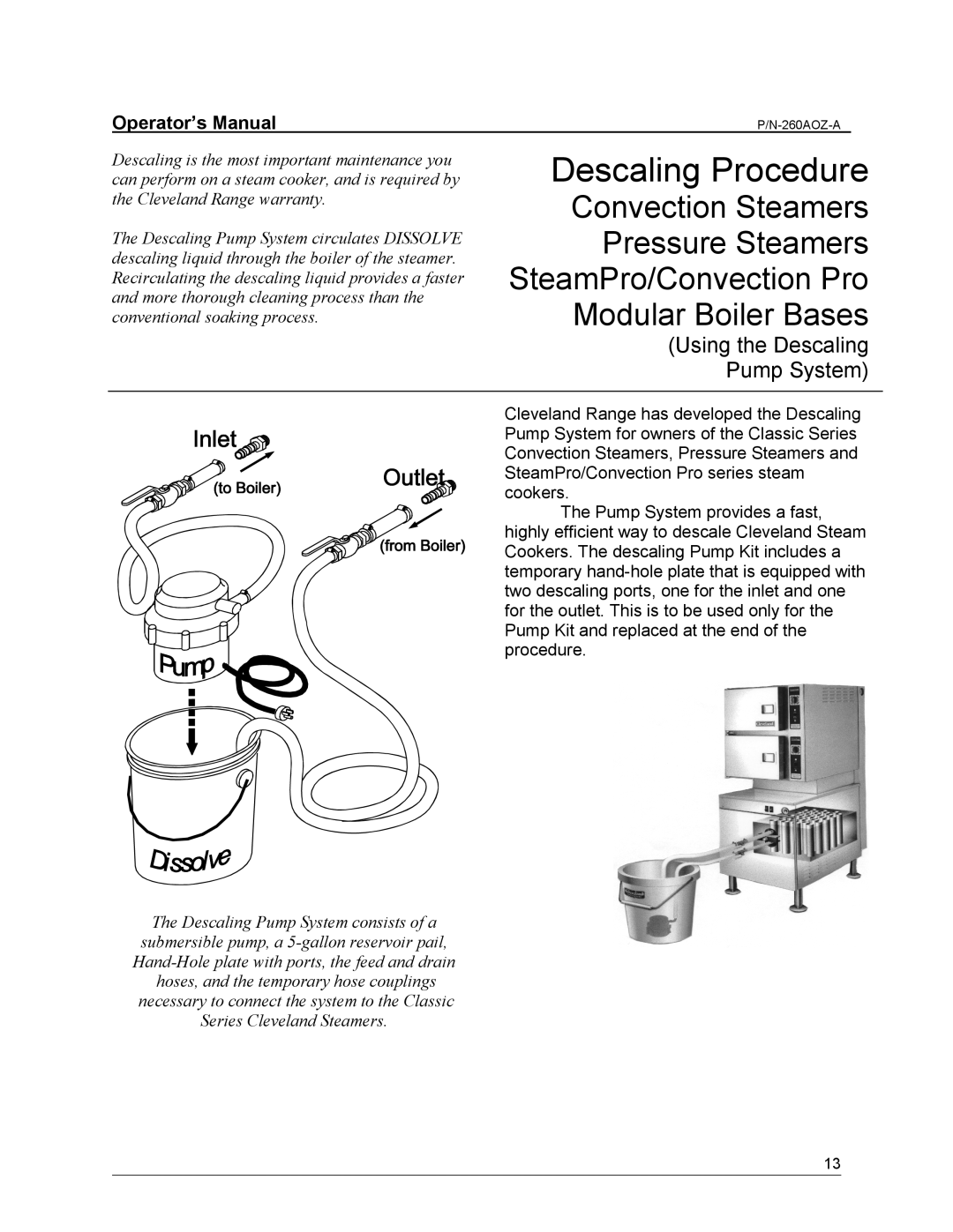 Cleveland Range 24/36CGM manual Descaling Procedure 