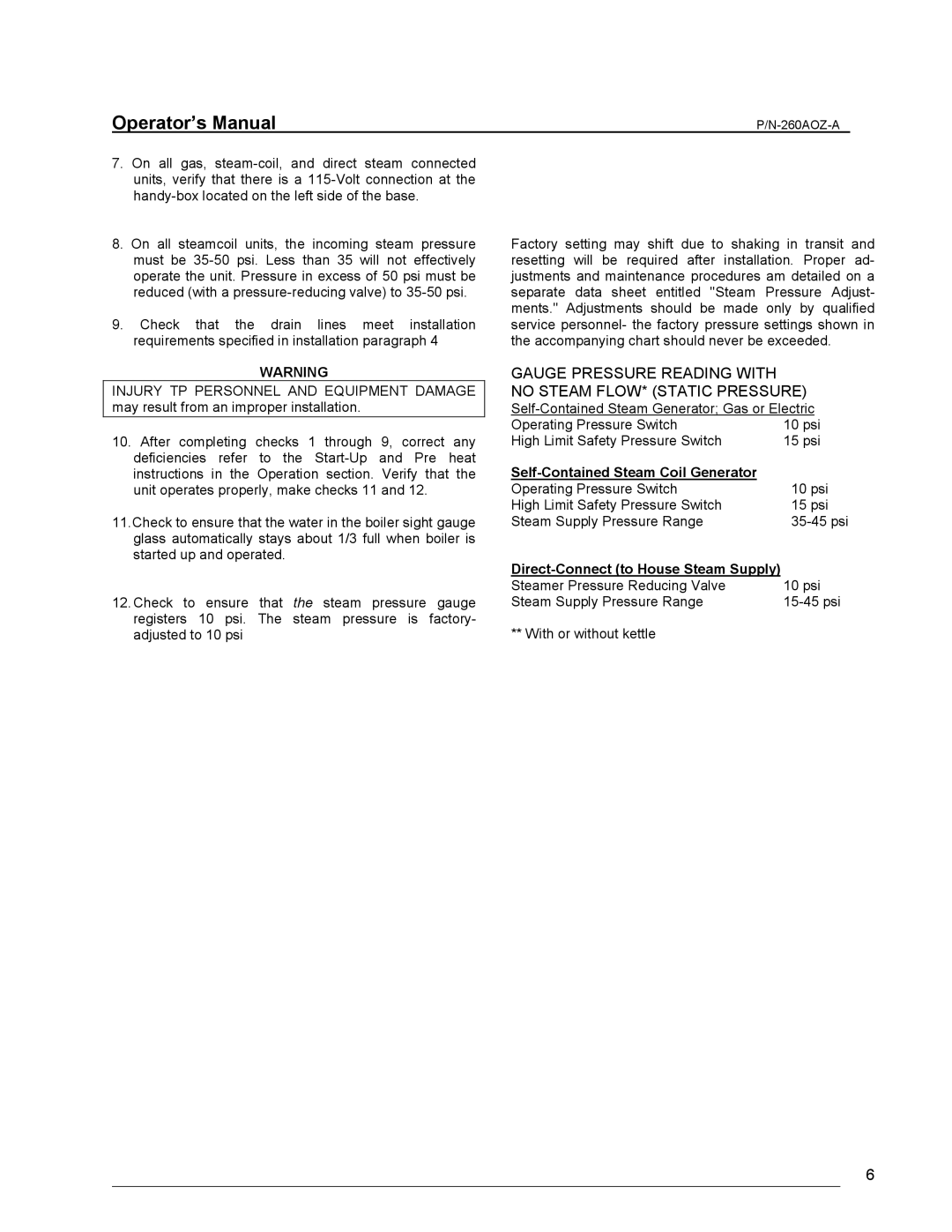 Cleveland Range 24/36CGM manual Self-Contained Steam Coil Generator 