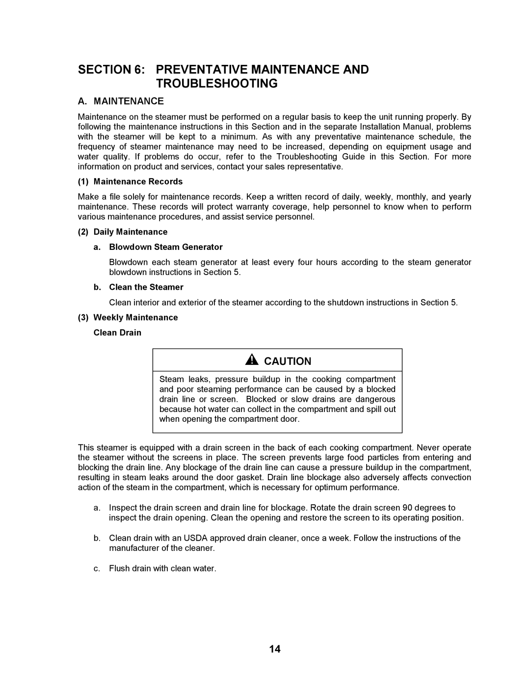 Cleveland Range 24CEA10, 21CET8, 21CET16 manual Preventative Maintenance Troubleshooting 