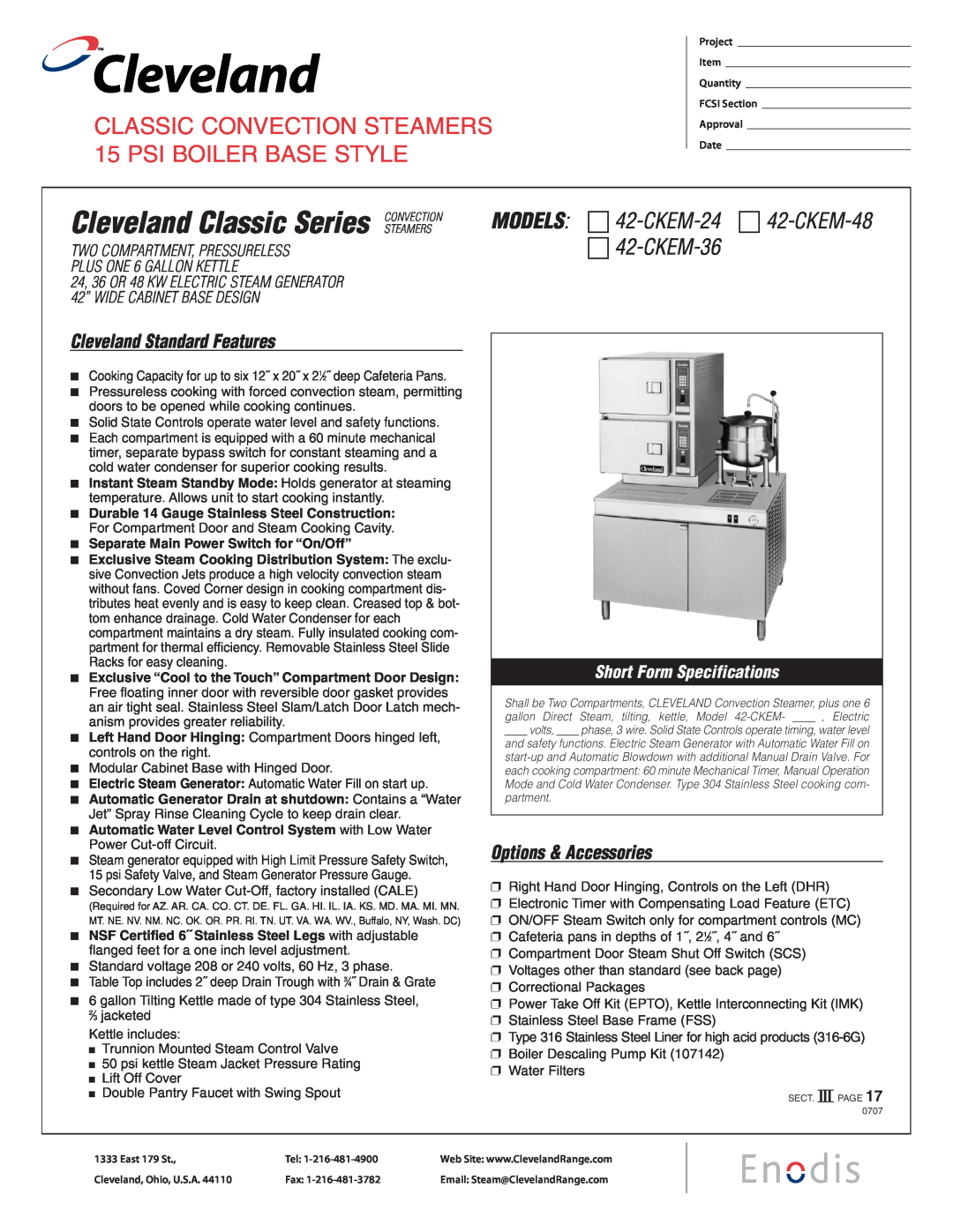 Cleveland Range specifications Cleveland Classic Series, MODELS χχ 42-CKEM-24 χ 42-CKEM-48 42-CKEM-36 