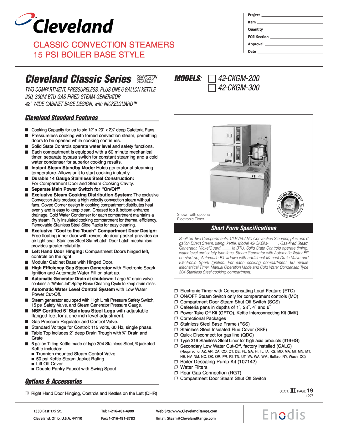 Cleveland Range 42-CKGM-200 specifications Cleveland Classic Series CONVECTION, Cleveland Standard Features 