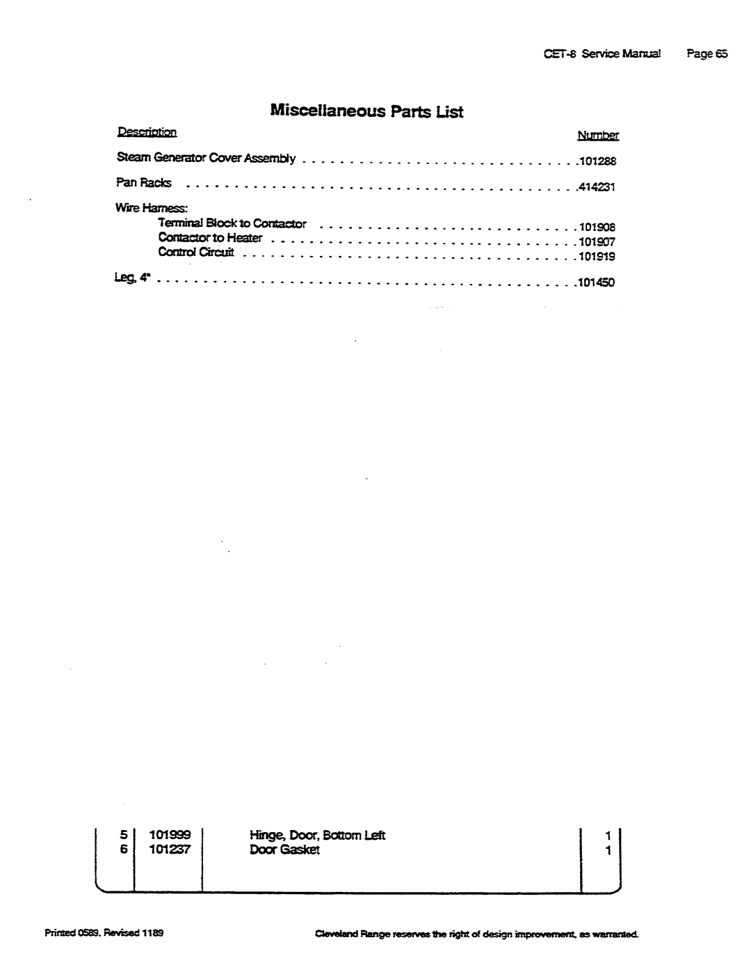 Cleveland Range CET-8 manual 