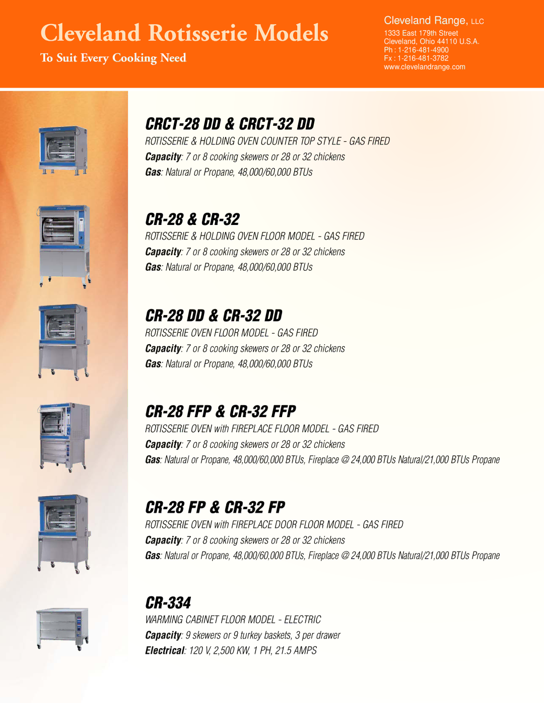 Cleveland Range CR-32 manual Cleveland Rotisserie Models 