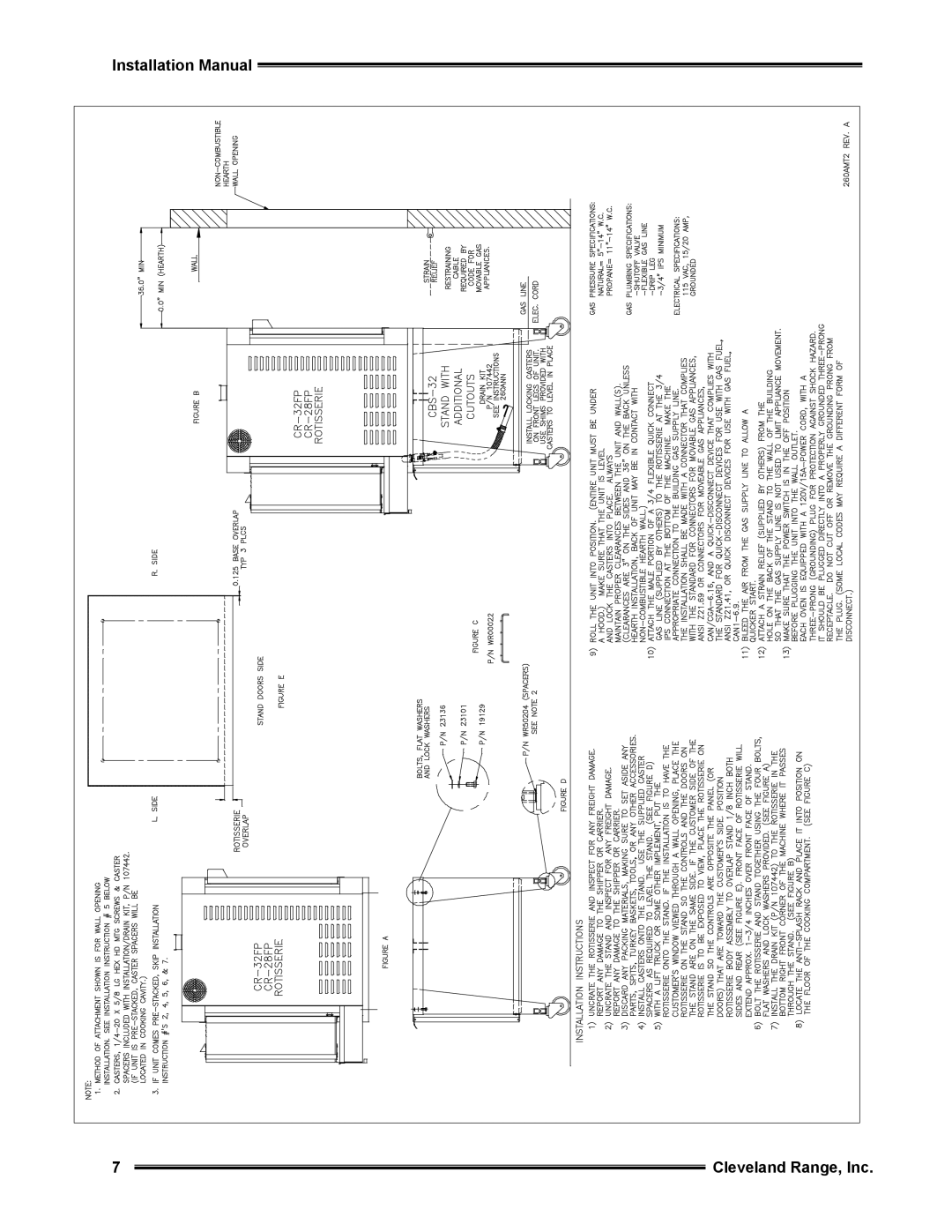 Cleveland Range CR28-DD, CR32-FP, CR28-FP, CR32-FFP, CR32-DD, CR28-FFP Installation Manual Cleveland Range, Inc 