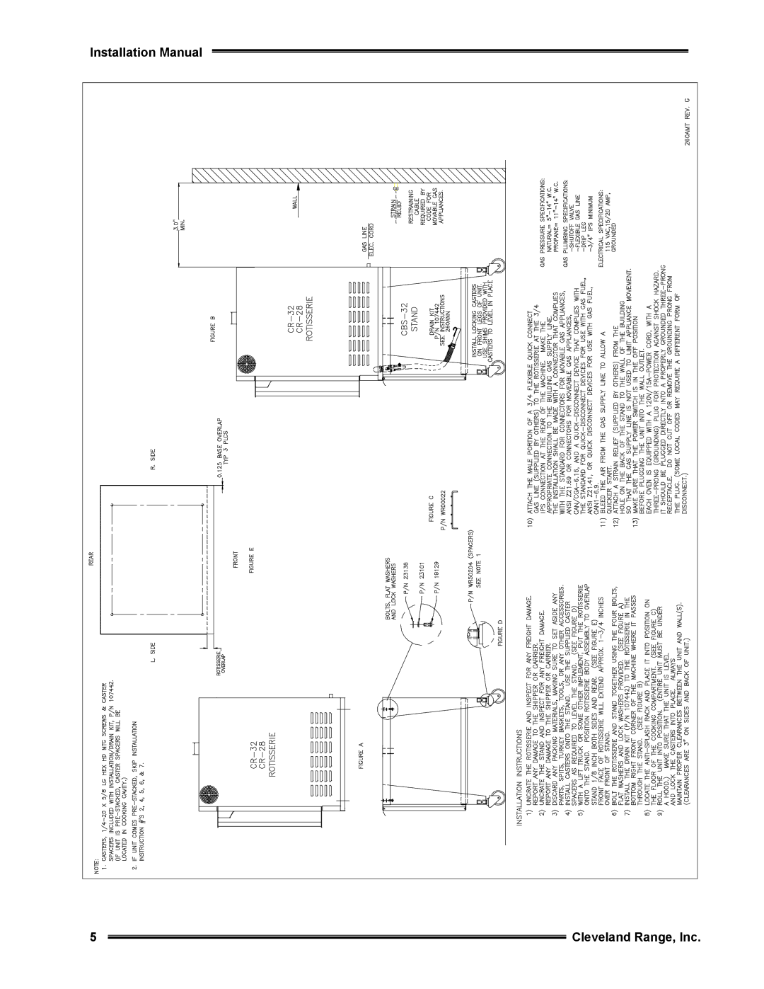 Cleveland Range Gas Convection Rotisserie and Holding Oven, CR32-FP, CR28-DD Installation Manual Cleveland Range, Inc 