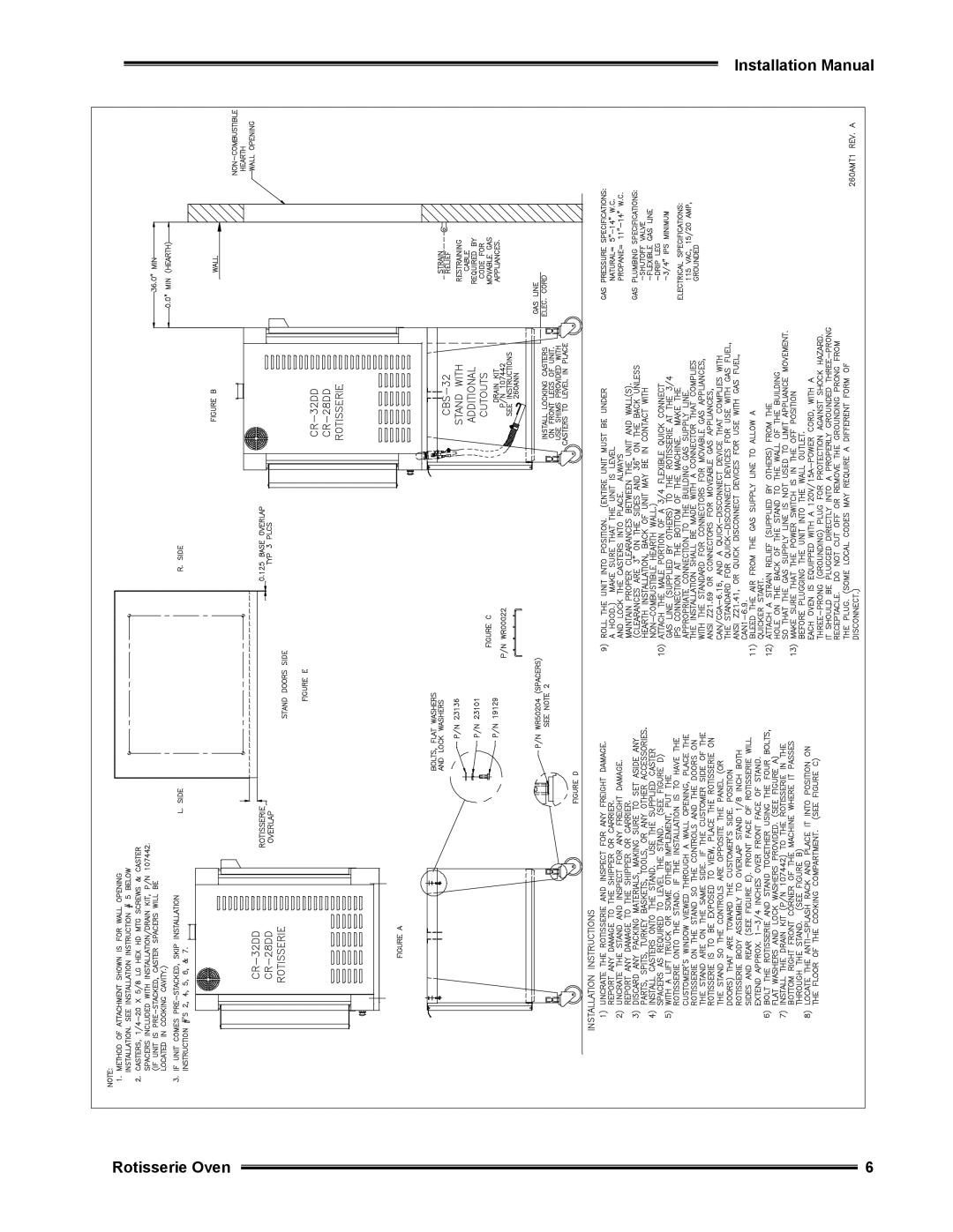 Cleveland Range CR32-FP, CR28-DD, CR28-FP, CR32-FFP, CR32-DD, CR28-FFP installation manual Installation Manual Rotisserie Oven 