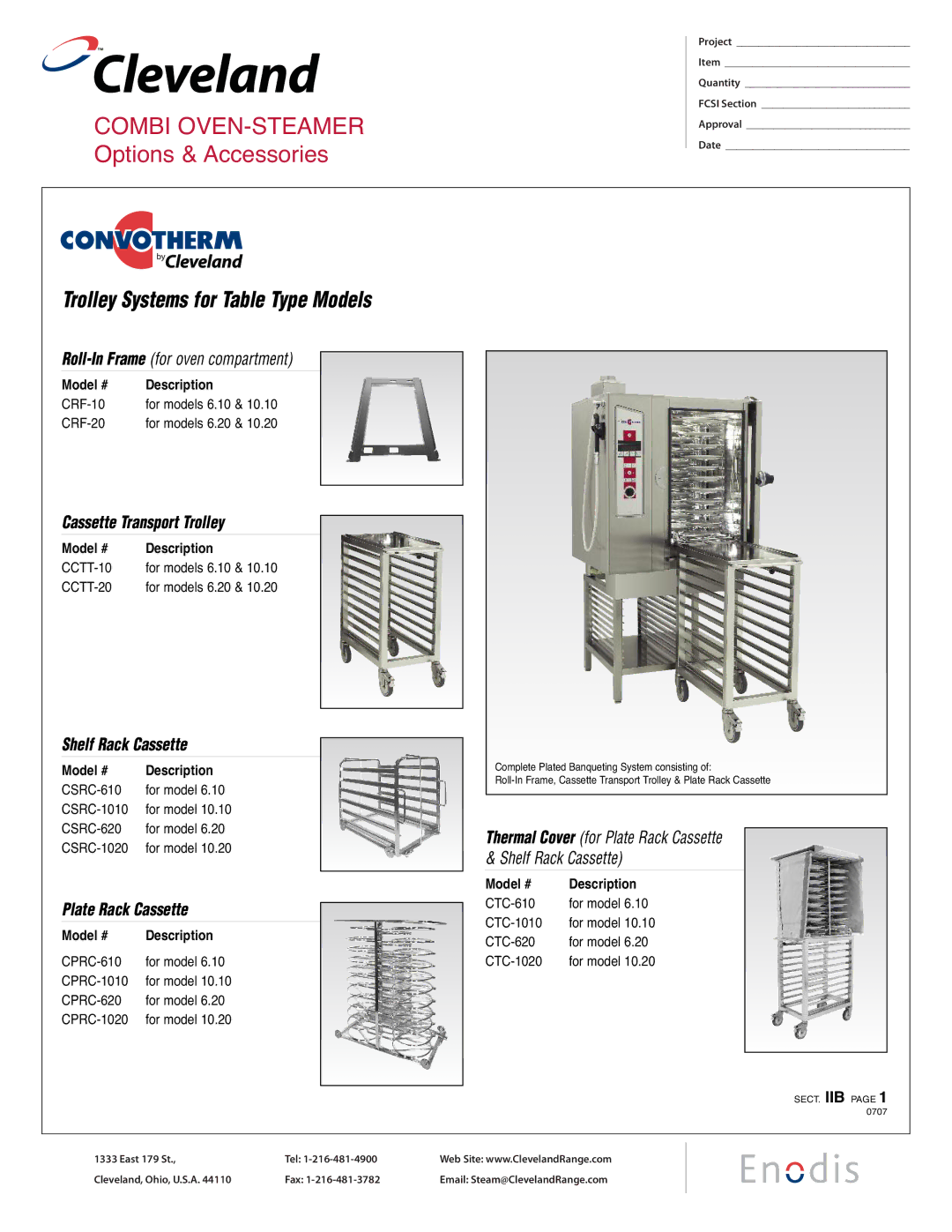 Cleveland Range CSRC-620, CSRC-610, CPRC-620 manual Model # Description, CRF-10 for models 6.10 CRF-20 for models 6.20 