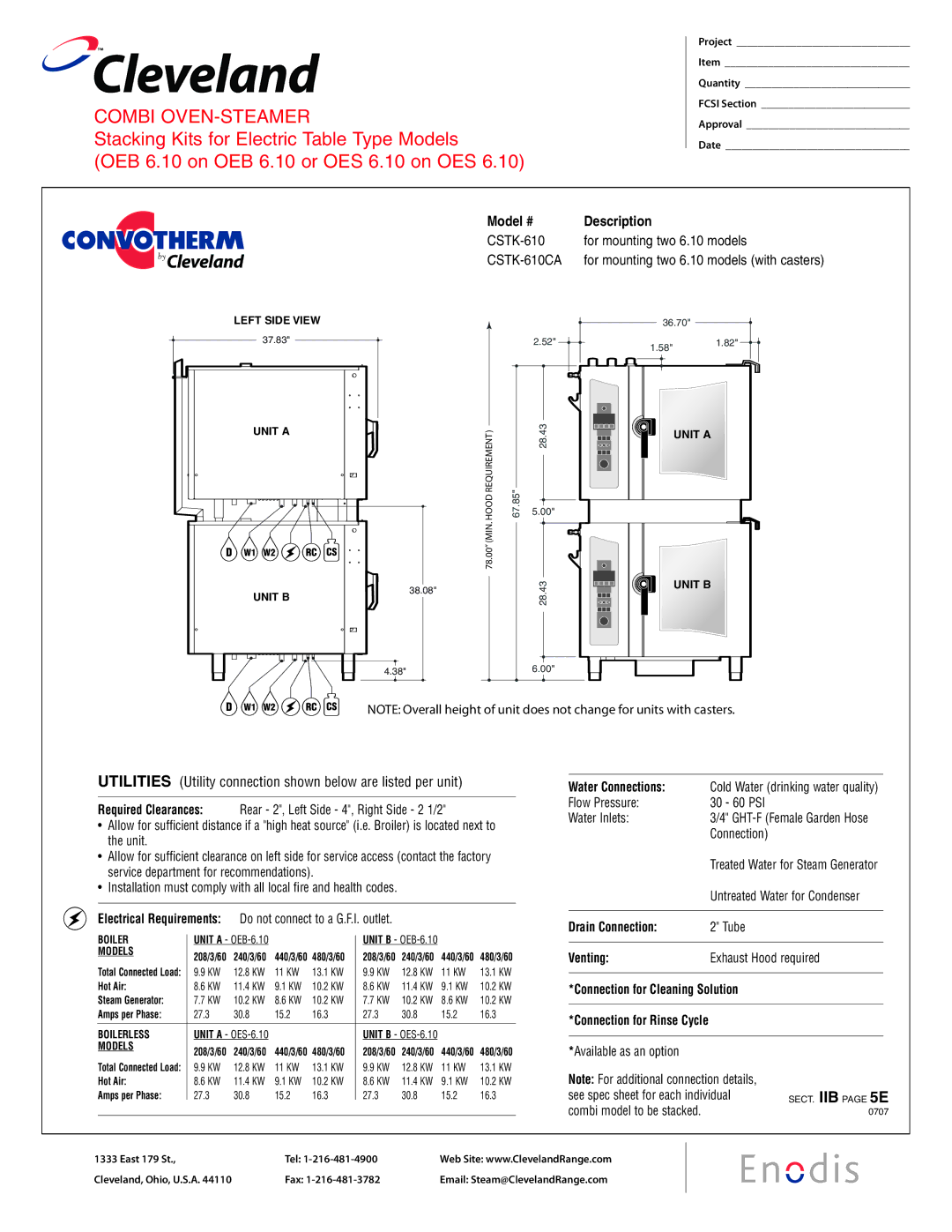 Cleveland Range CSTK-610CA manual Connection for Cleaning Solution, Models 