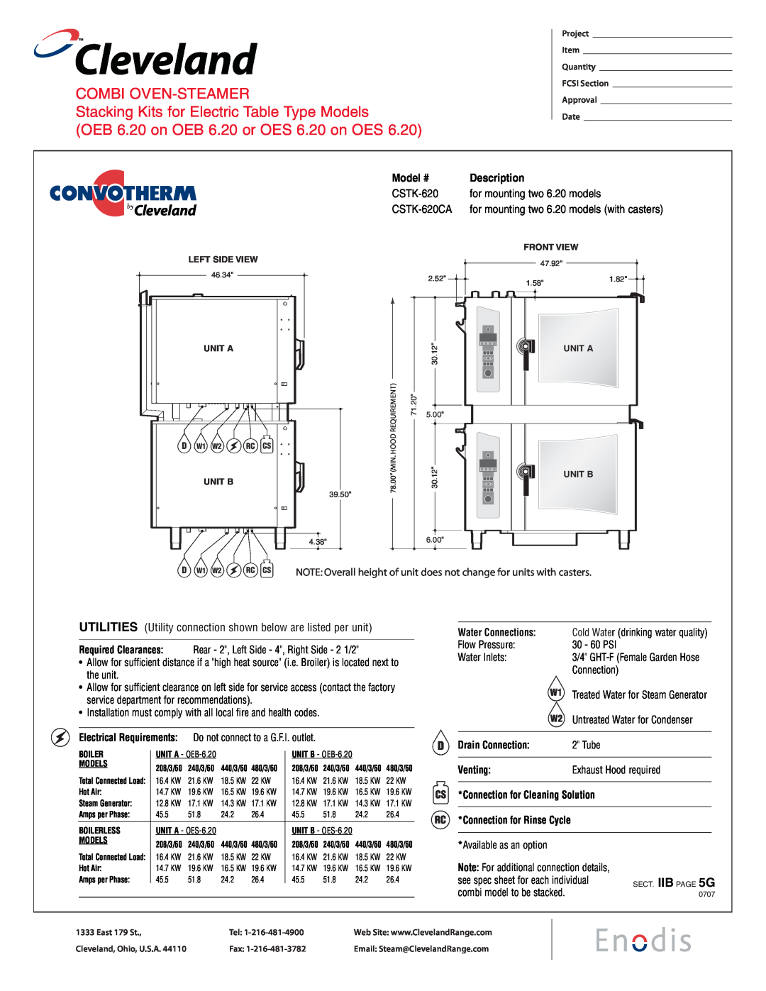 Cleveland Range CSTK-610 OEB 6.20 on OEB 6.20 or OES 6.20 on OES, Tube, Exhaust Hood required, Available as an option 
