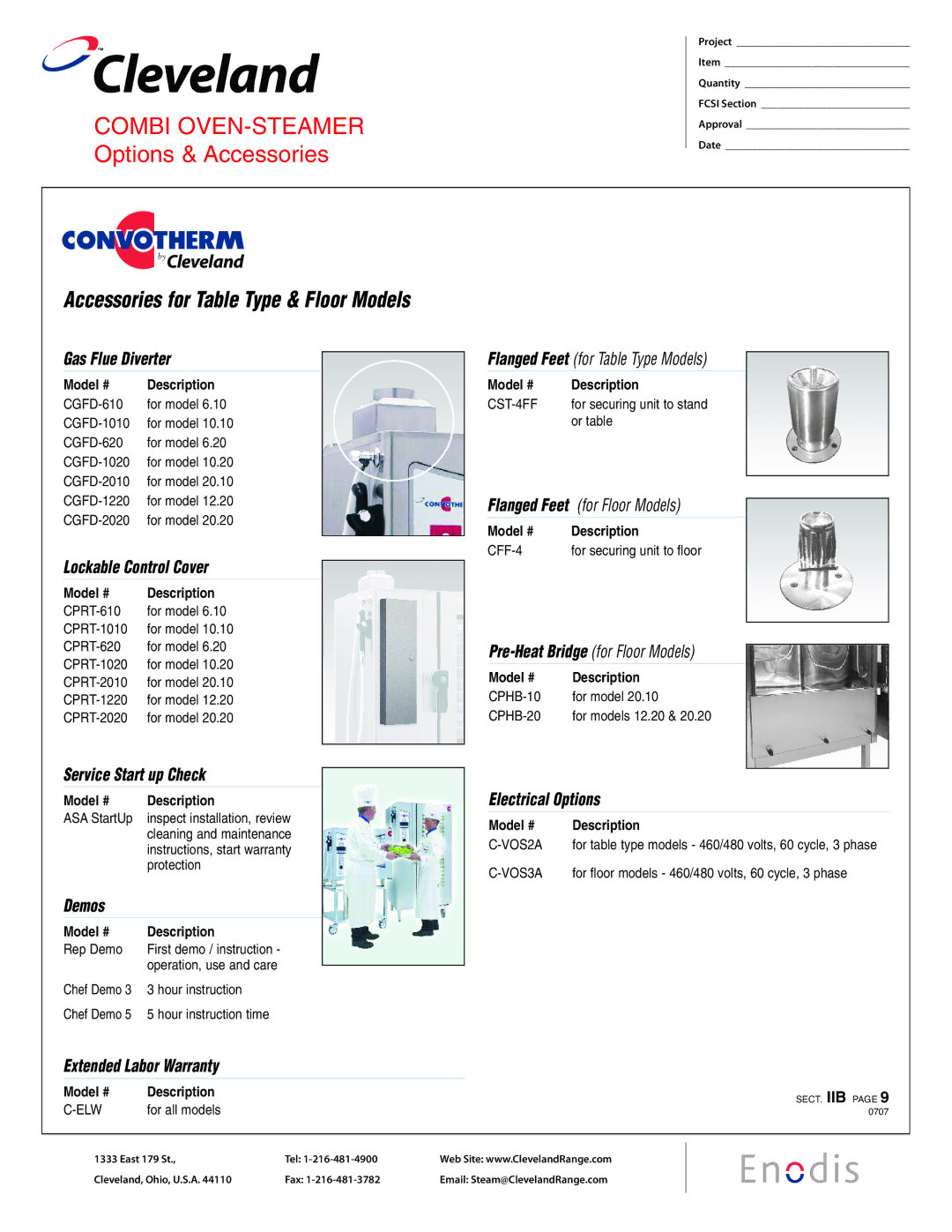 Cleveland Range CUPR-2020 Gas Flue Diverter, Lockable Control Cover, Service Start up Check, Demos, Electrical Options 