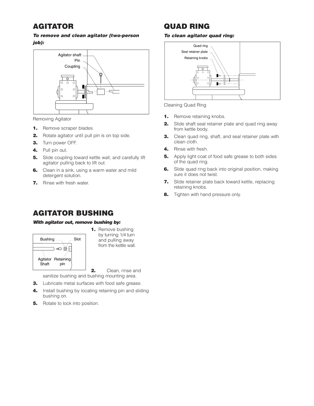 Cleveland Range HA-MKGL-100-CC-T, HA-MKGL-60-T, HA-MKGL-80, HA-MKGL-60-CC, HA-MKGL-100-T manual Agitator Bushing, Quad Ring 