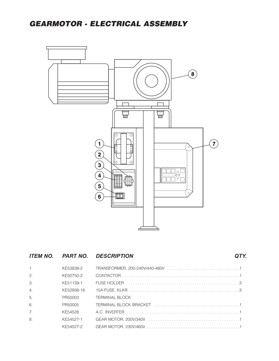 Cleveland Range HA-MKGL-100-CC-T, HA-MKGL-60-T, HA-MKGL-80, HA-MKGL-60-CC, HA-MKGL-100-T Gearmotor Electrical Assembly 