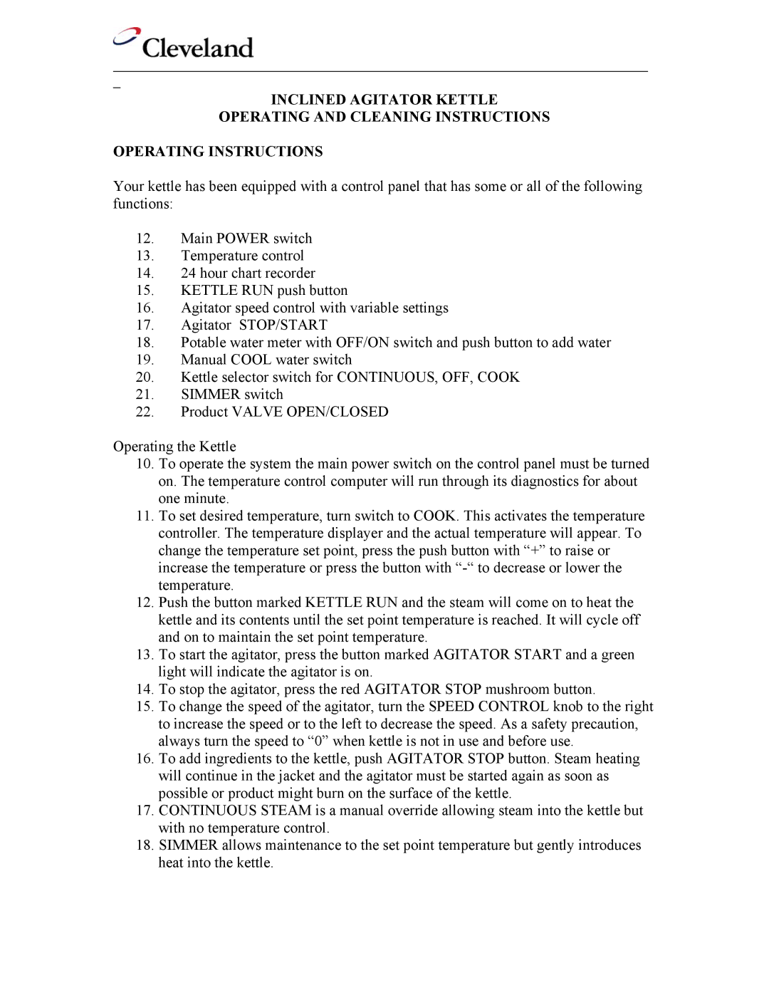 Cleveland Range IA-MKDL-100-CC, IA-MKDL-300-CC, IA-MKDL-60-CC, IA-MKDL-150-CC, IA-MKDL-200-CC specifications 