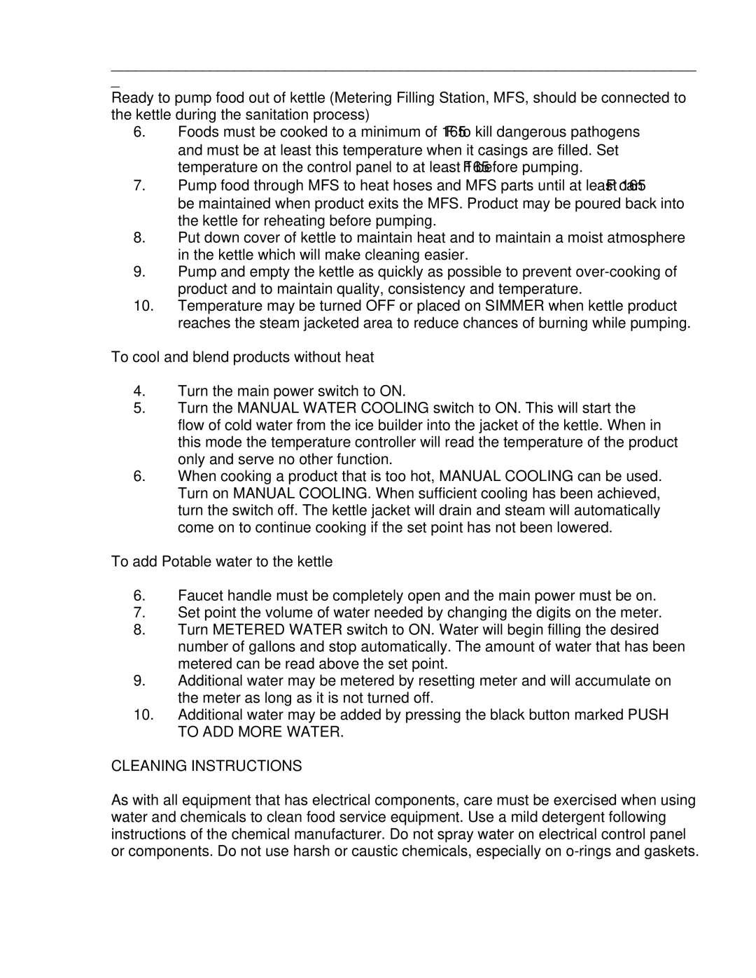 Cleveland Range IA-MKDL-150-CC, IA-MKDL-300-CC, IA-MKDL-60-CC, IA-MKDL-100-CC, IA-MKDL-200-CC Cleaning Instructions 