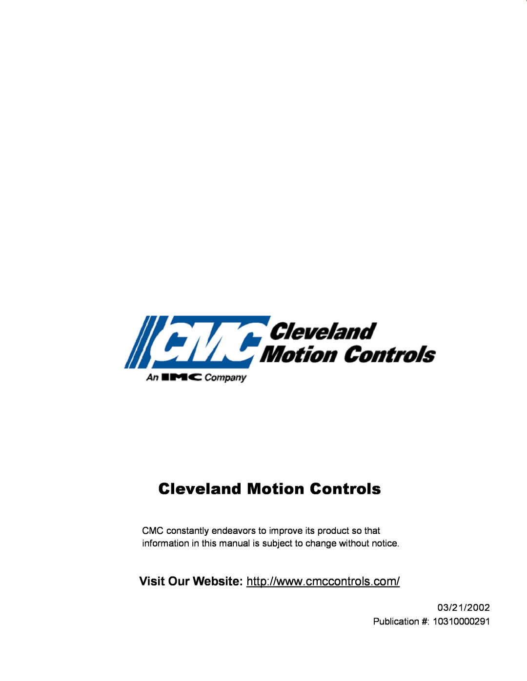 Cleveland Range inverter manual Cleveland Motion Controls 