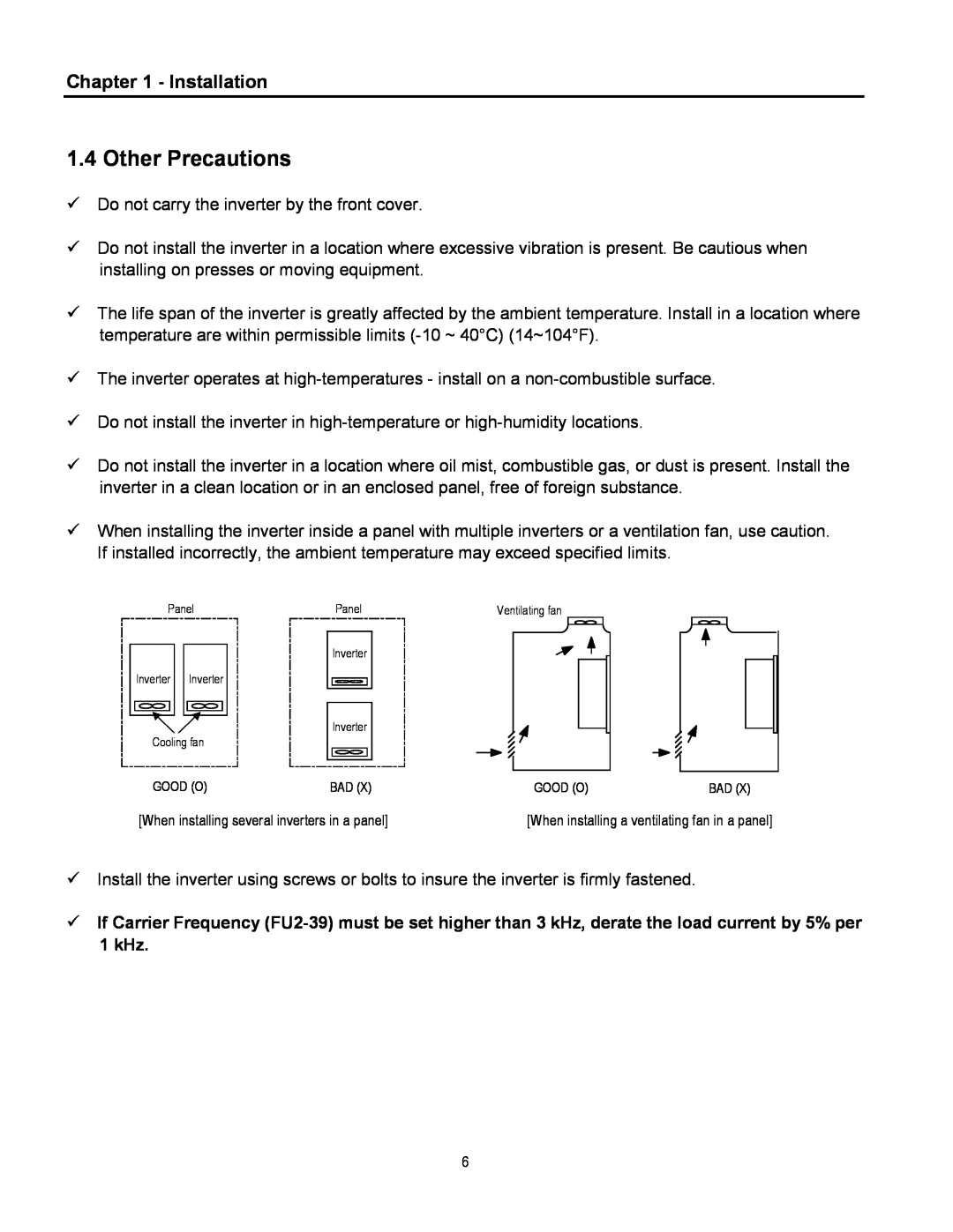 Cleveland Range inverter manual Other Precautions, Installation 