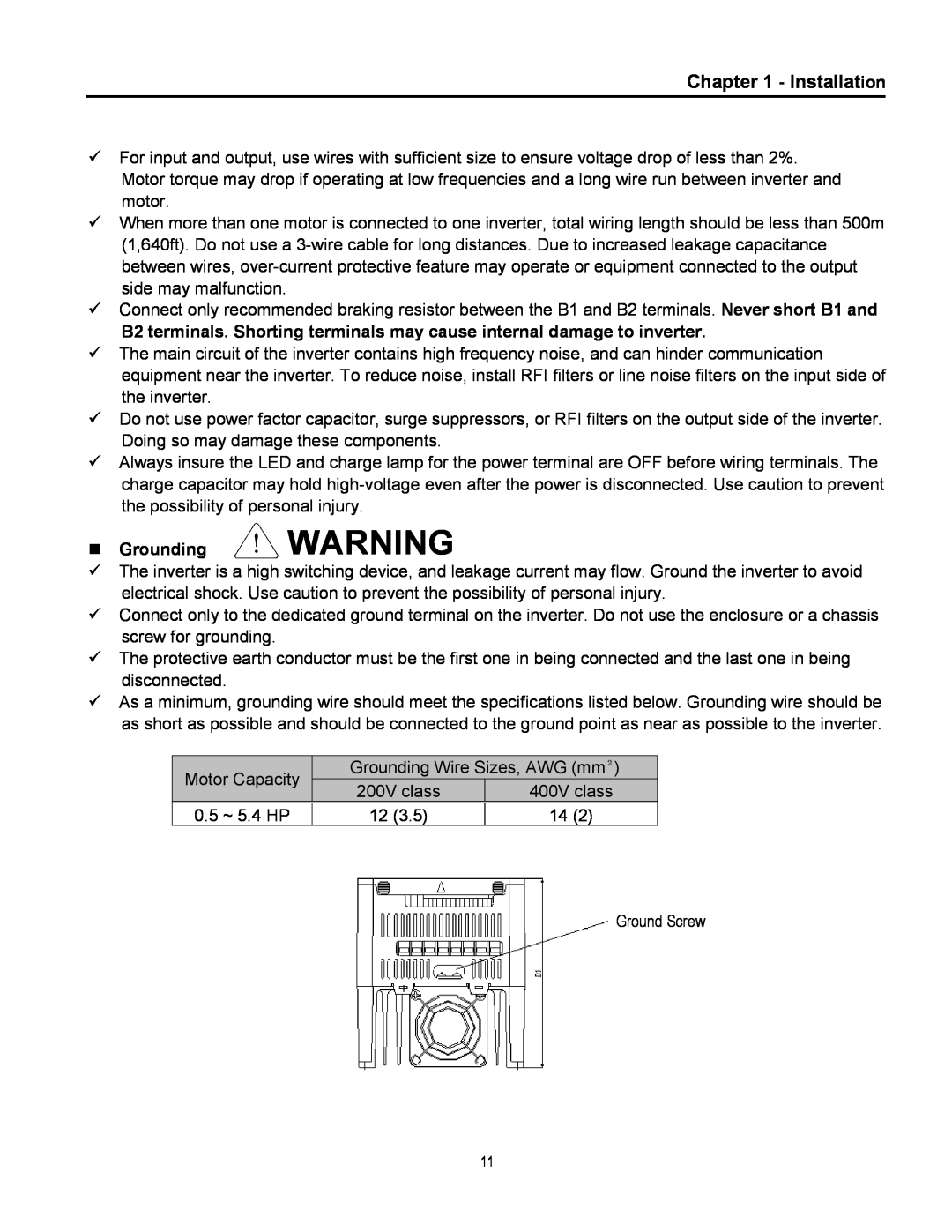 Cleveland Range inverter manual Installation, Grounding WARNING 