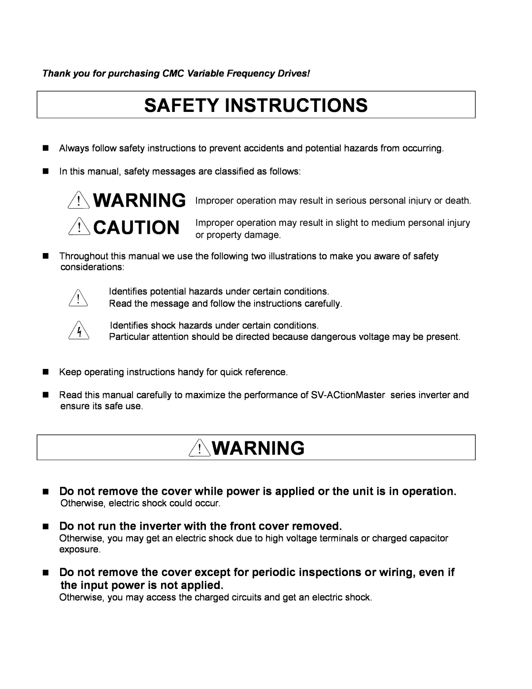 Cleveland Range inverter manual Safety Instructions 