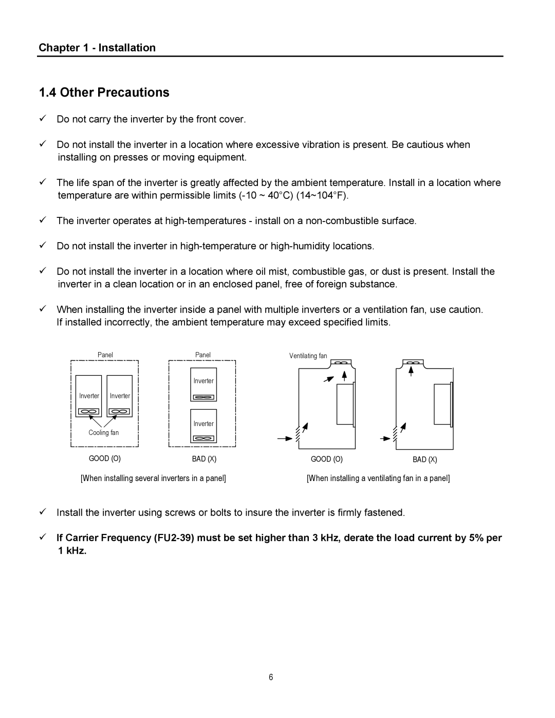 Cleveland Range inverter manual Other Precautions, Installation 