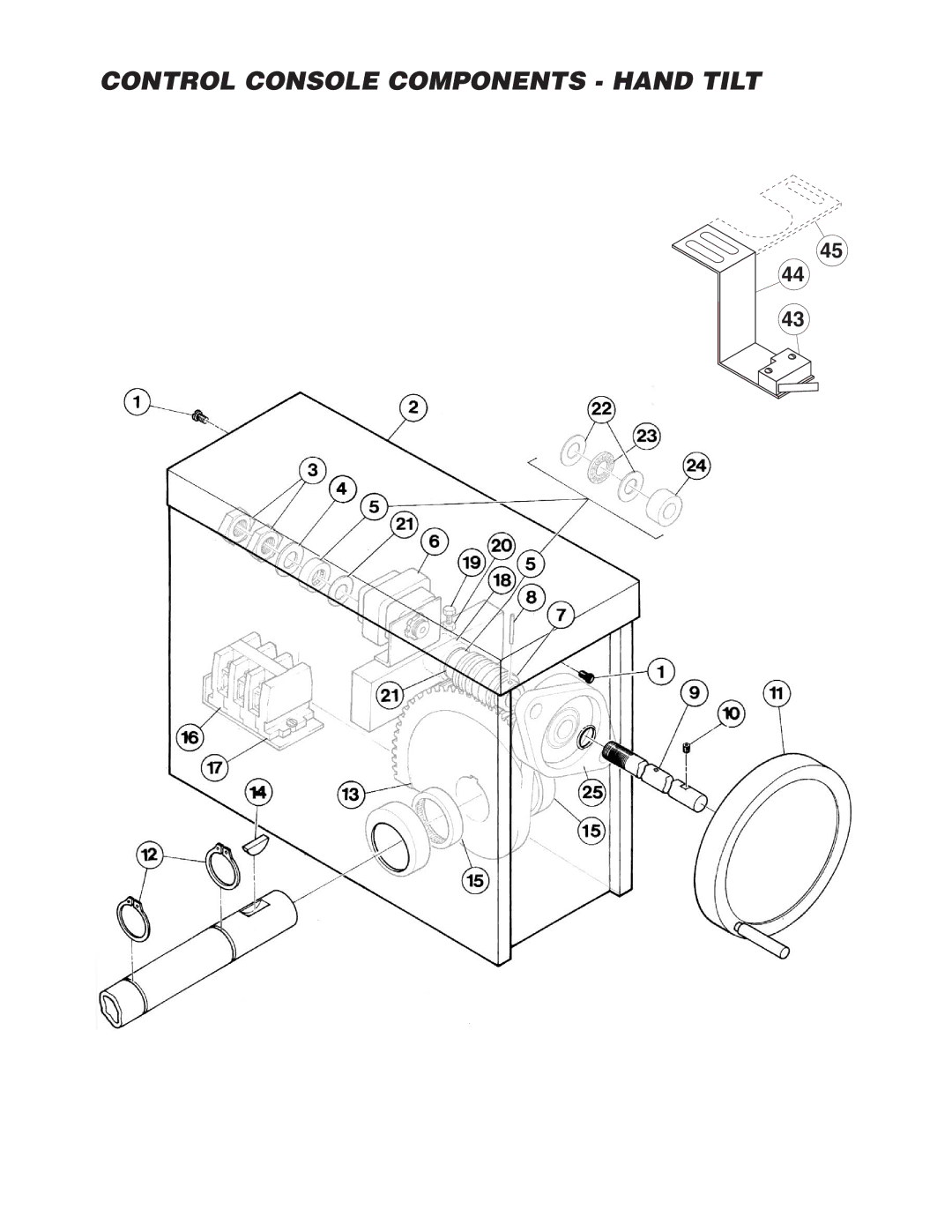 Cleveland Range KEL-80-T, KEL-30, KEL-60-SH, KEL-100-T, KEL-40-T, KEL-25-T, KEL-60-T manual Control Console Components Hand Tilt 