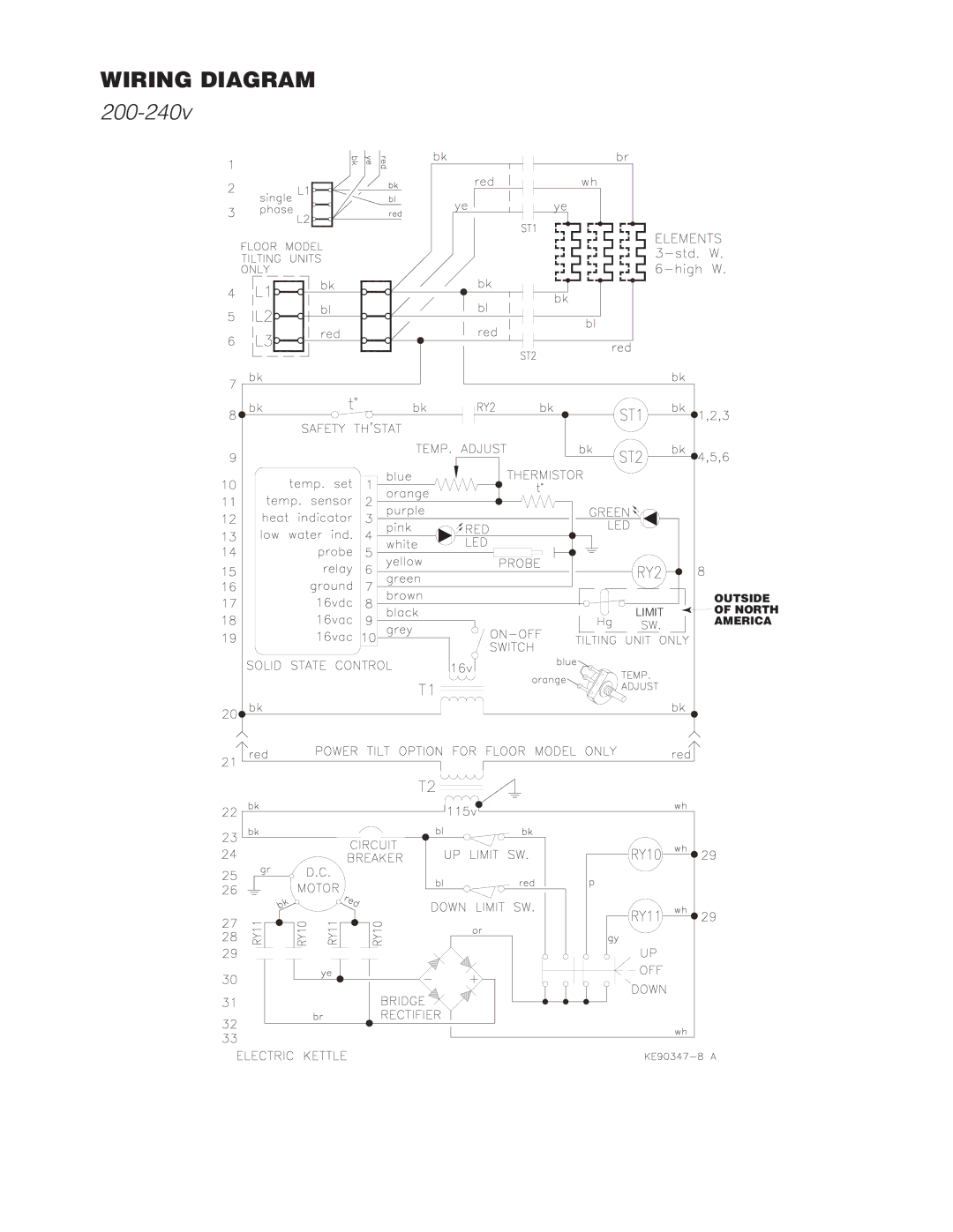 Cleveland Range KEL-25-T, KEL-30, KEL-60-SH, KEL-100-T, KEL-80-T, KEL-40-T, KEL-60-TSH manual Wiring Diagram 