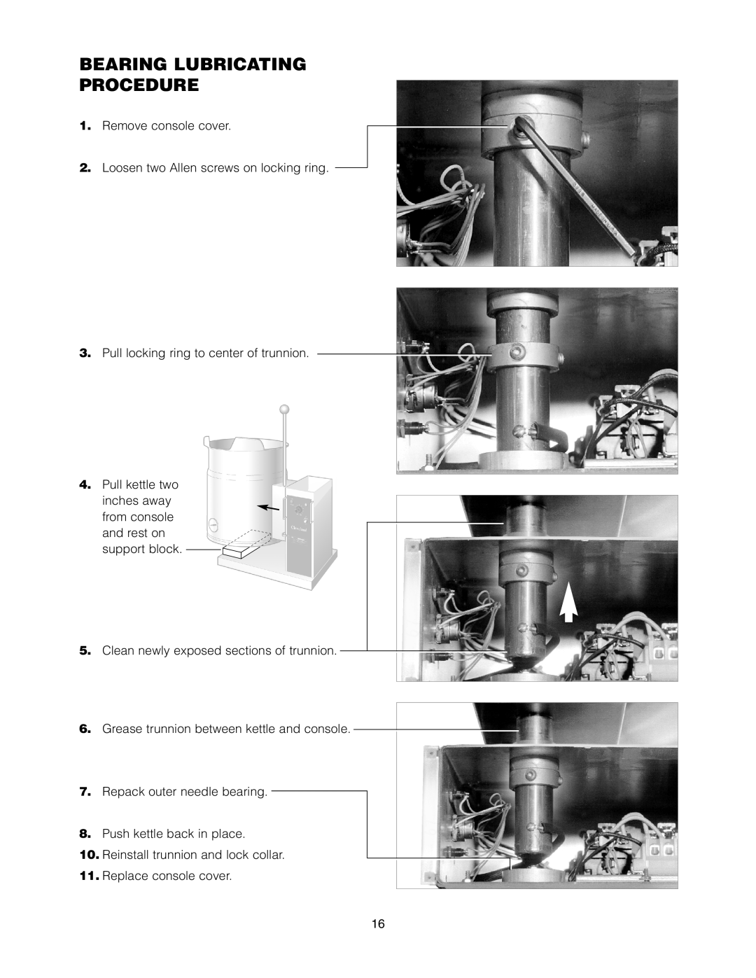 Cleveland Range KET-3-T manual Bearing Lubricating Procedure 
